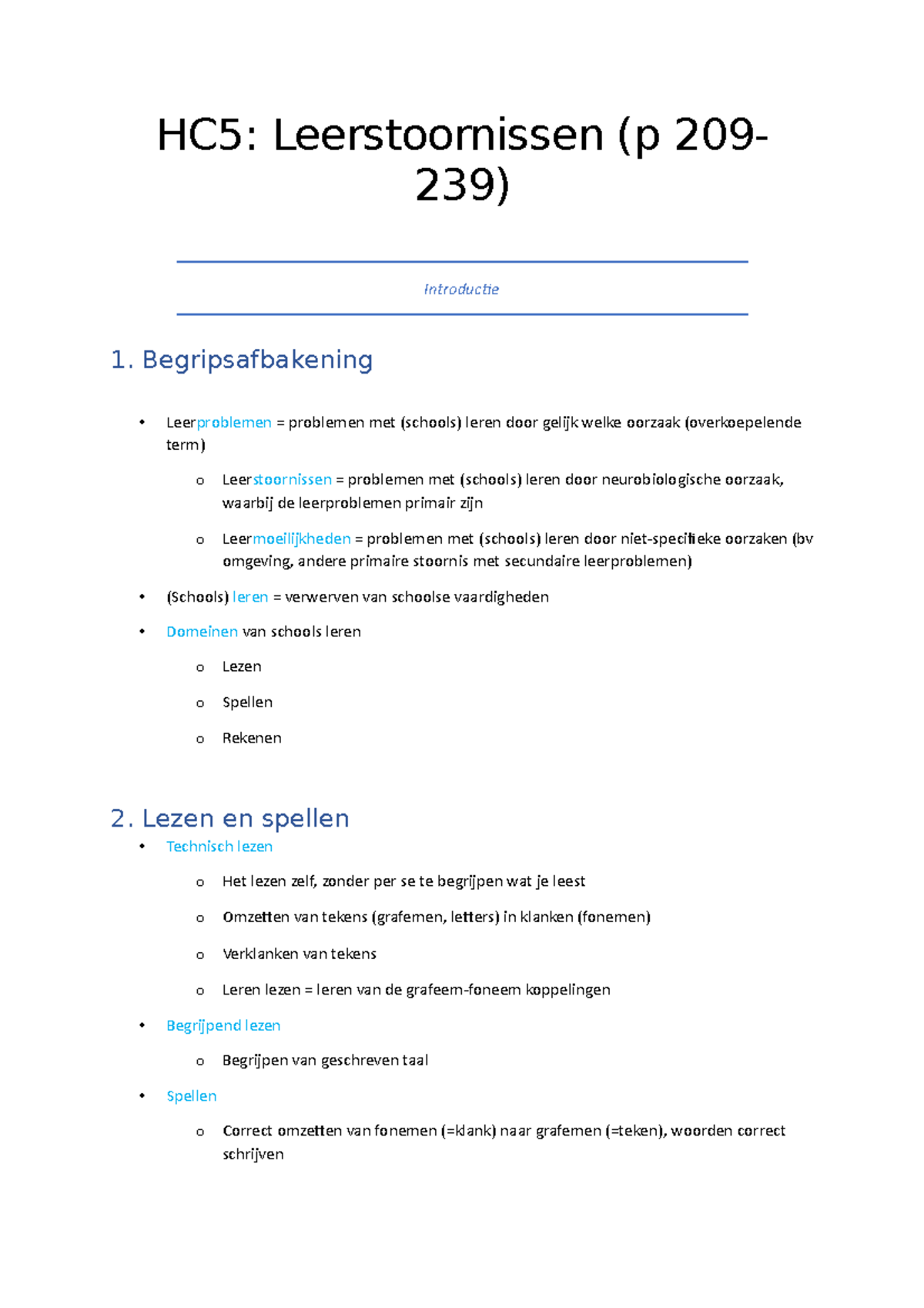 HC5 Leerstoornissen - Begripsafbakening Leerproblemen = Problemen Met ...