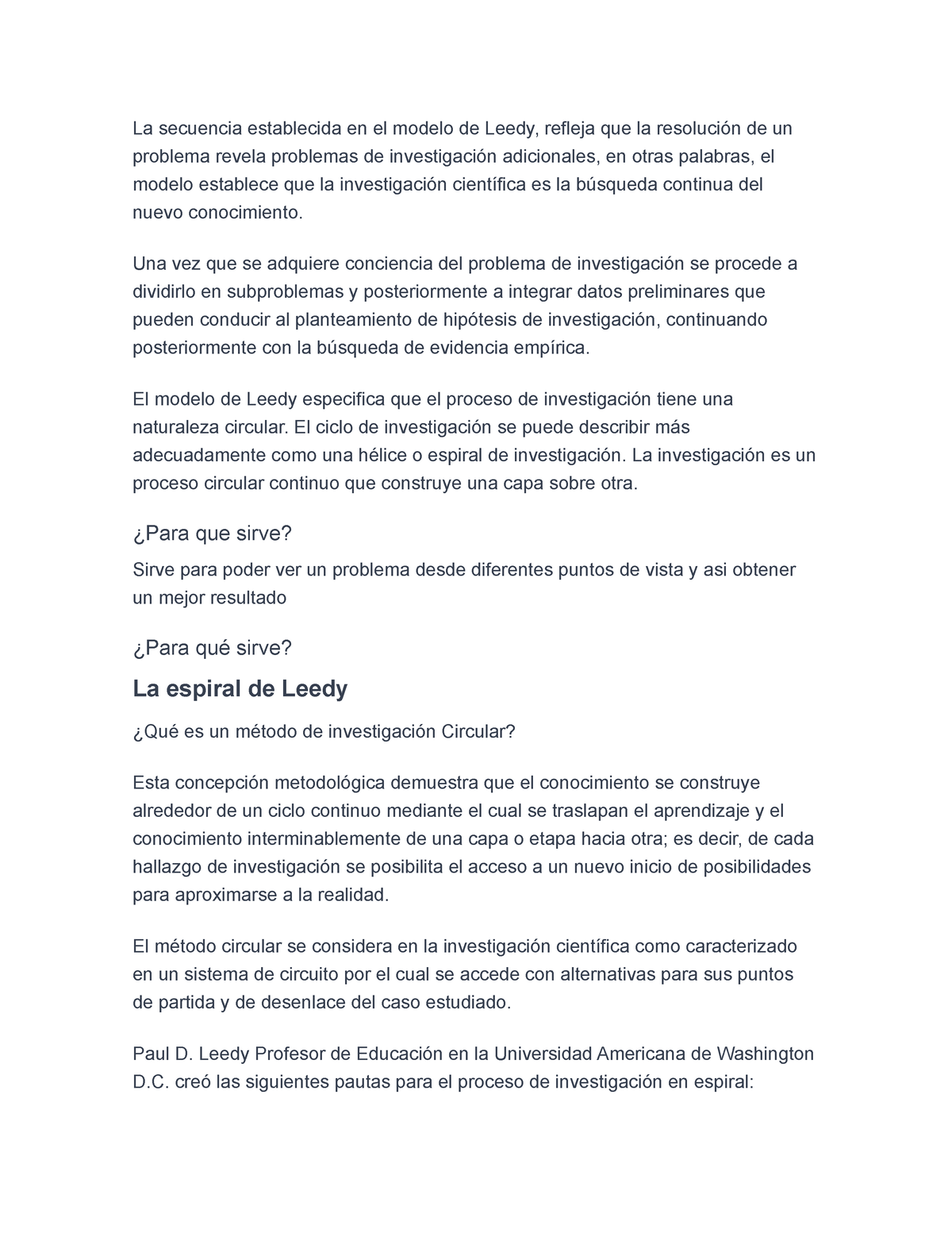 La secuencia establecida en el modelo de Leedy - Una vez que se adquiere  conciencia del problema de - Studocu