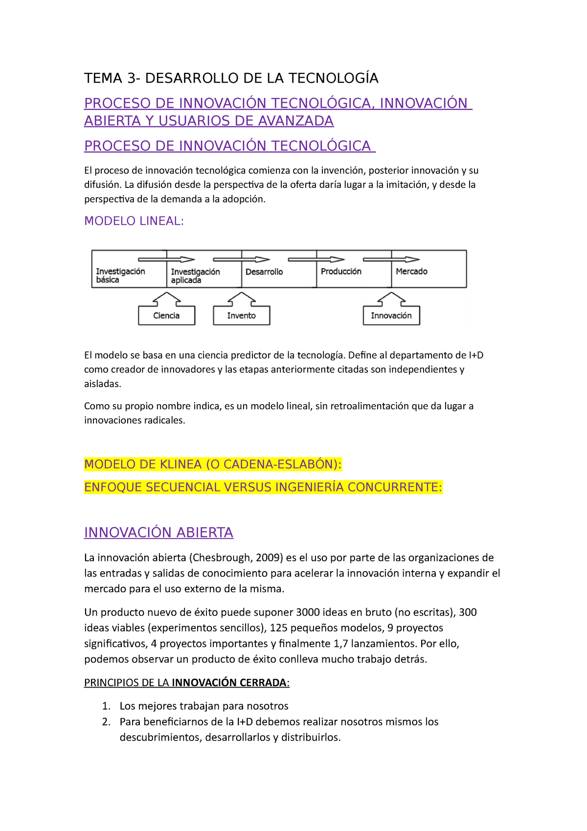 TEMA 3 innovación ade - TEMA 3- DESARROLLO DE LA TECNOLOGÍA PROCESO DE  INNOVACIÓN TECNOLÓGICA, - Studocu