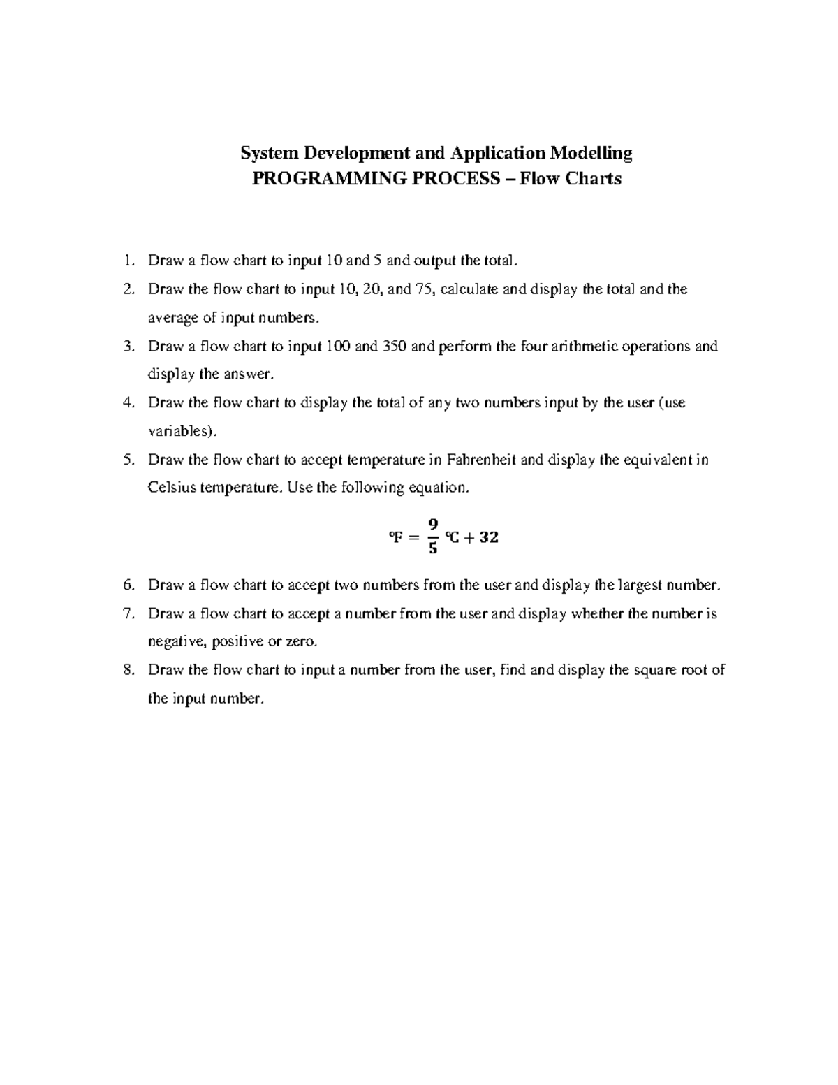 Flow Chart Questions - Draw a flow chart to input 10 and 5 and output ...