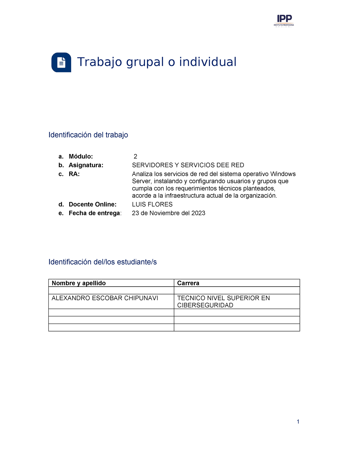 Tarea 2 Servidores Y Servicios De Red - Trabajo Grupal O Individual ...