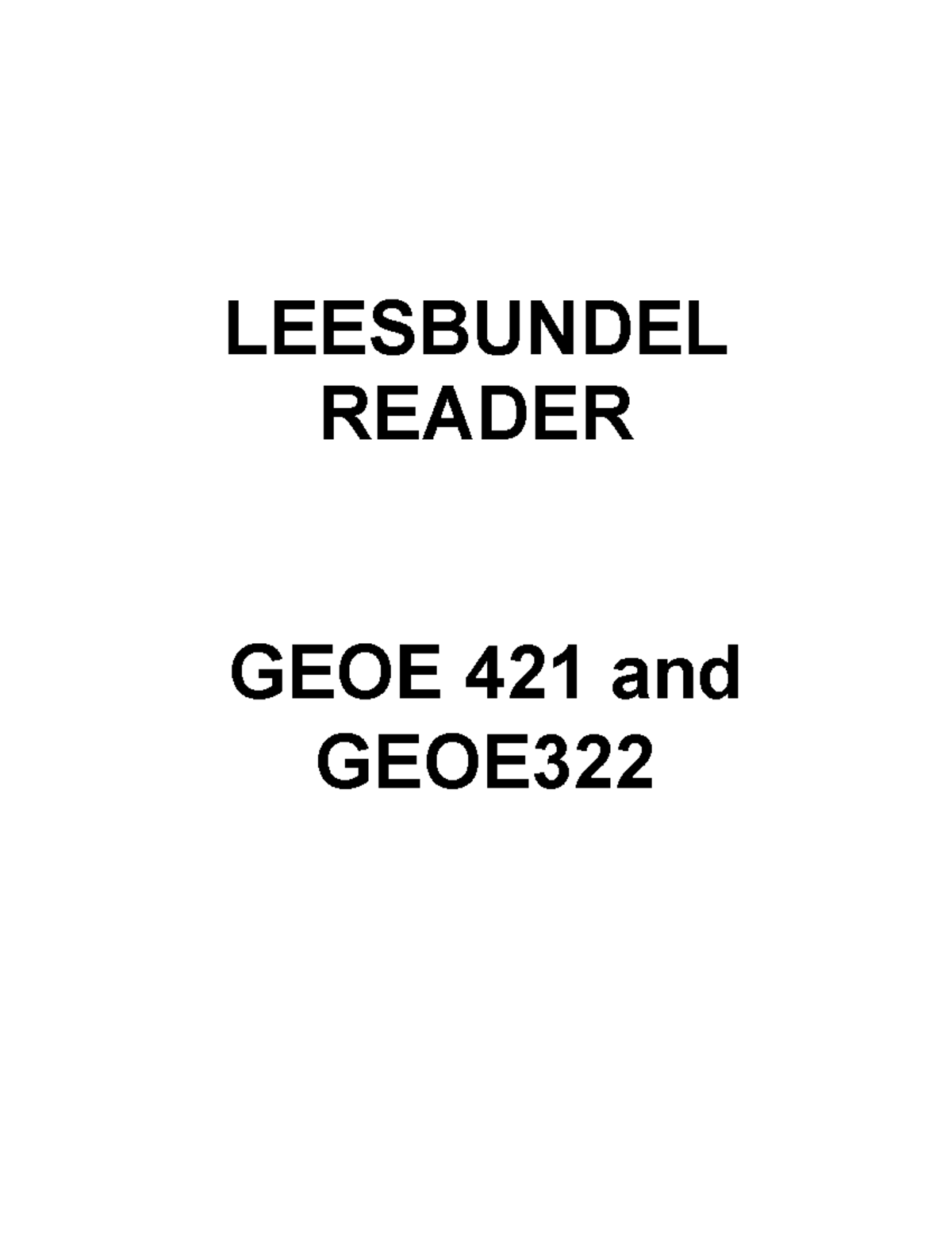 GEOE 421 Reader-Fox and Rowntree - LEESBUNDEL READER GEOE 421 and GEOE ...