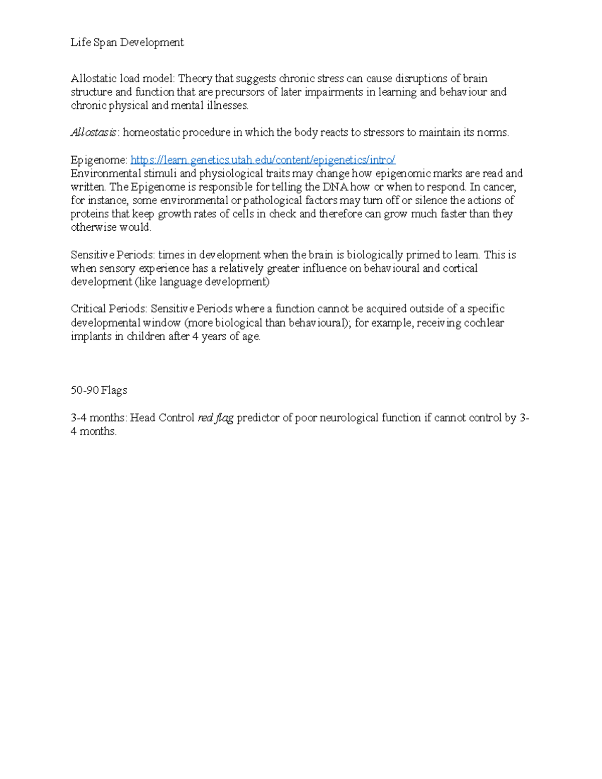 First Test Prep assorted lecture notes Life Span Development