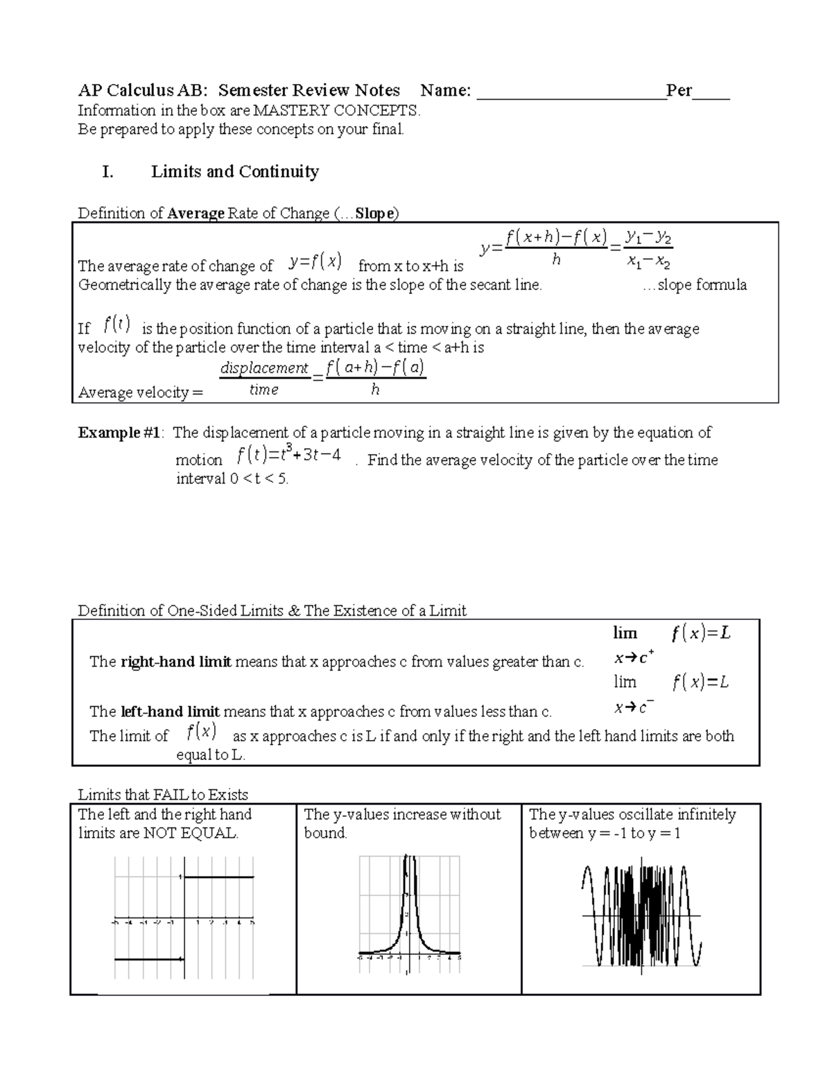 Ap Calc Ab Study Guide Quizlet