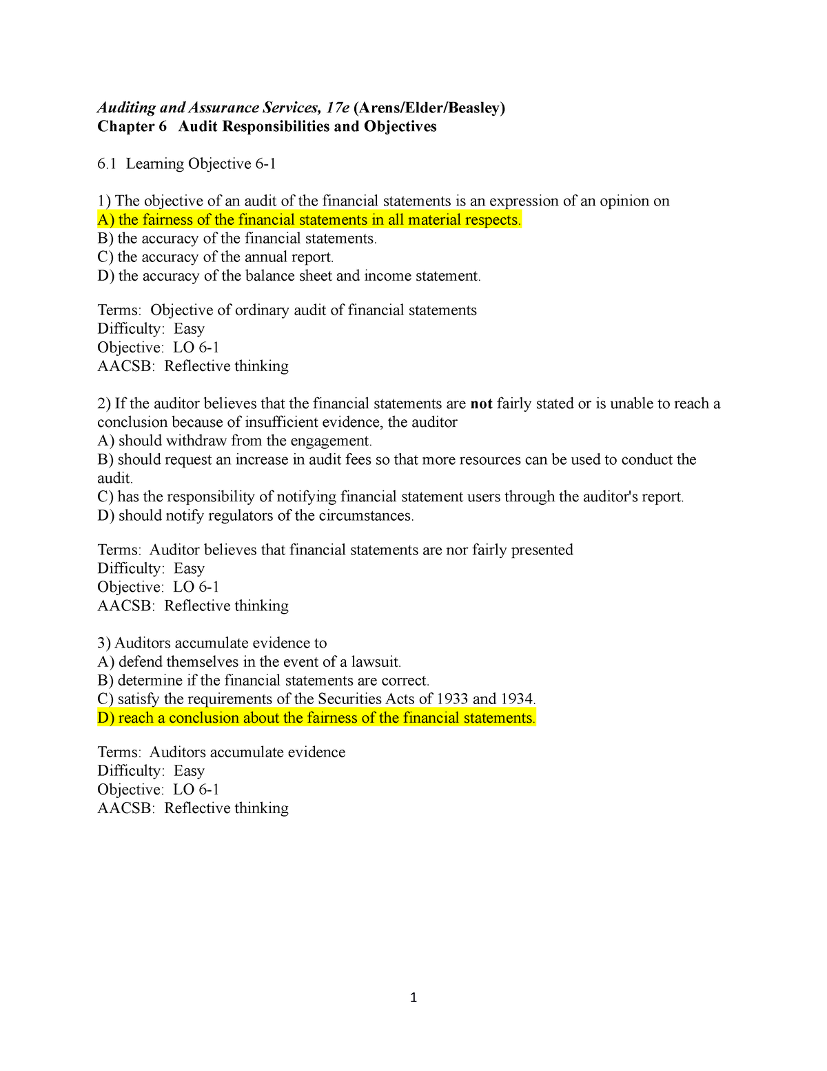 Chapter 06 - Questions - 123456 - Auditing And Assurance Services, 17e ...