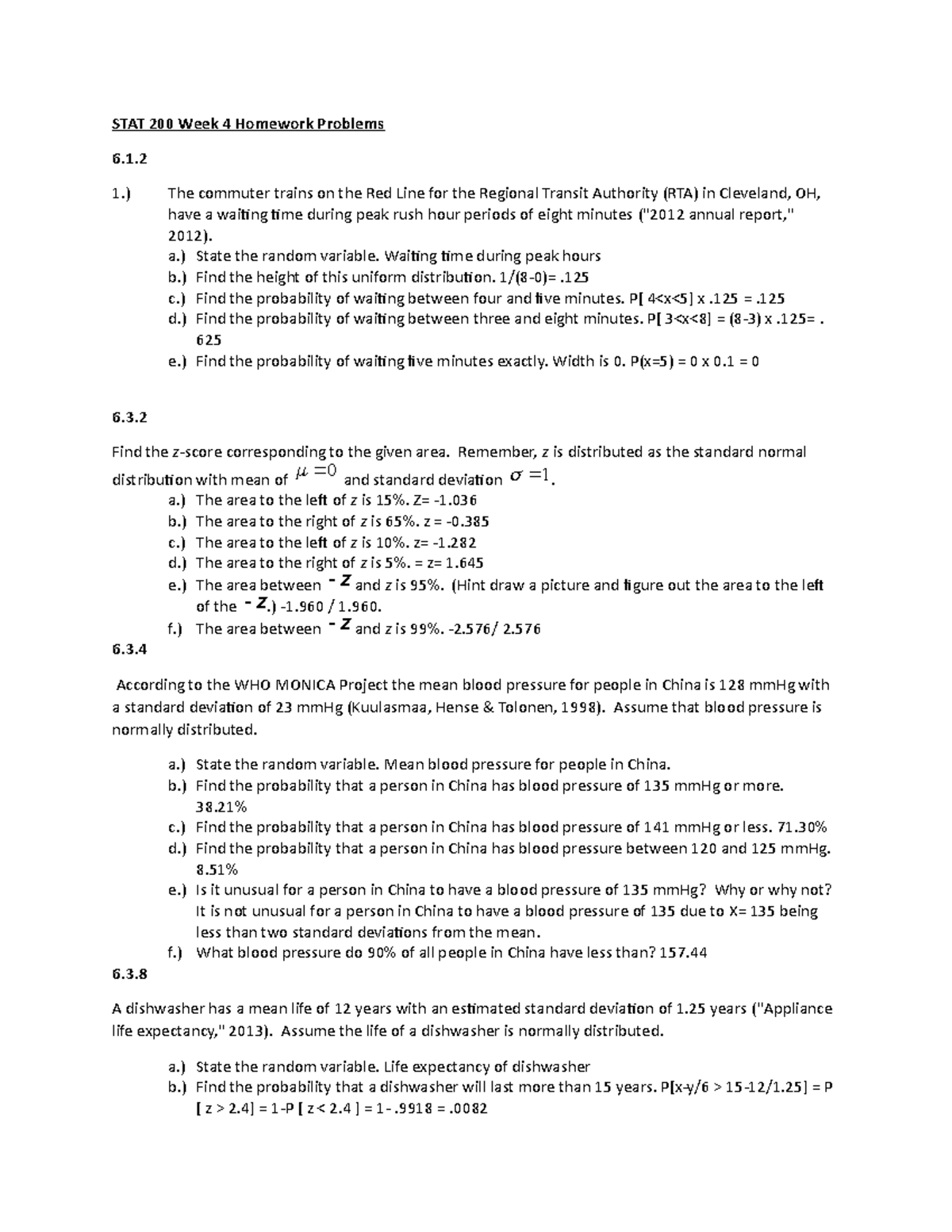 STAT 200 Week 4 Homework Problems - STAT 200 Week 4 Homework Problems 6 ...