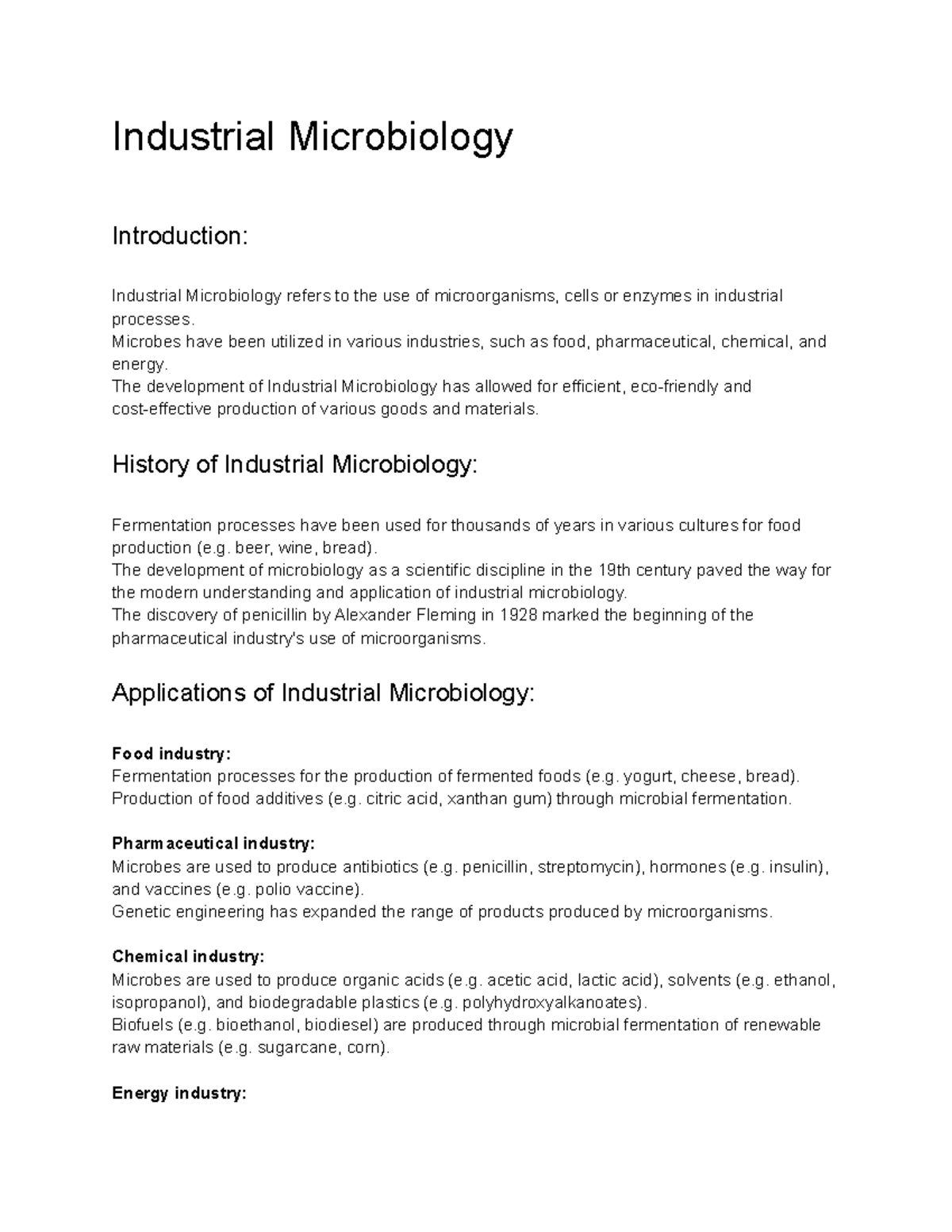 Microbiology (BIO2010 ) Lecture 56 Industrial Microbiology