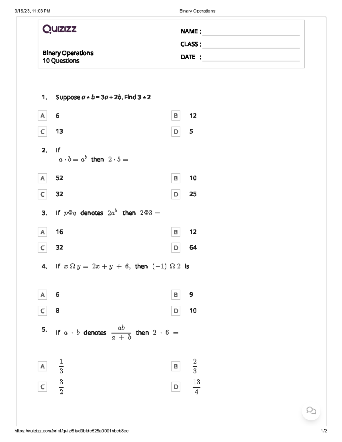 Binary Operations - Sample practice exam - 9/16/23, 11:03 PM Binary ...
