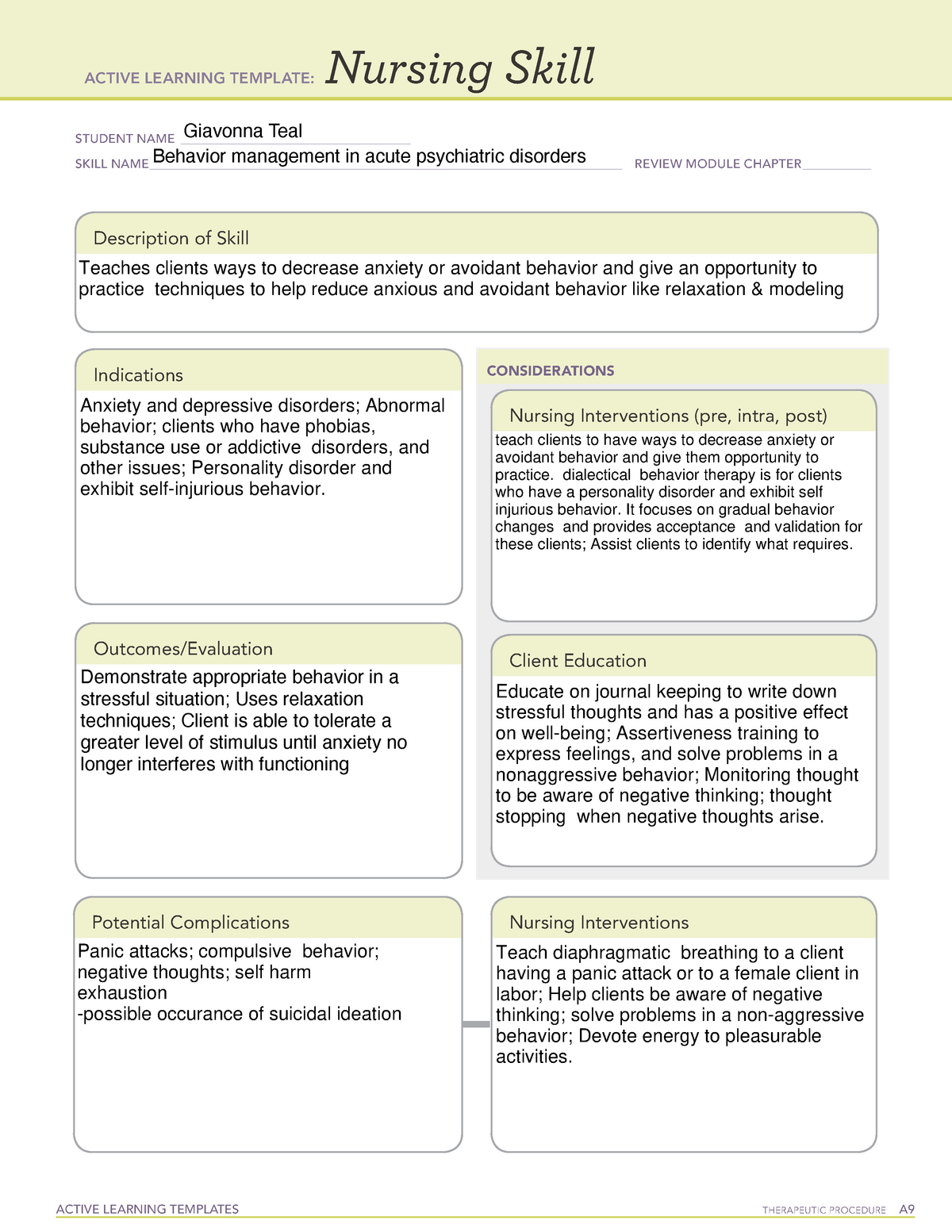 Interventions For A Client Who Is Aggressive Basic Concept Template