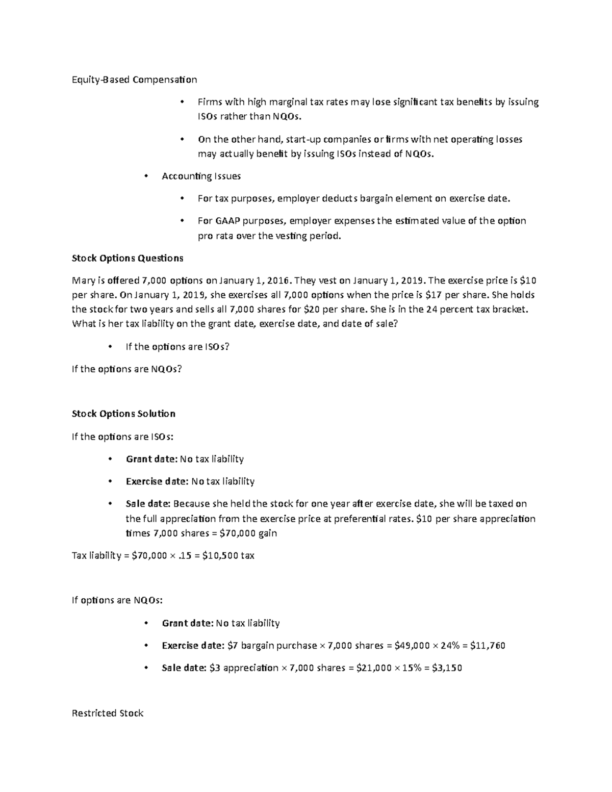 Lecture Notes 17a - Equity-Based Compensation - Firms with high ...
