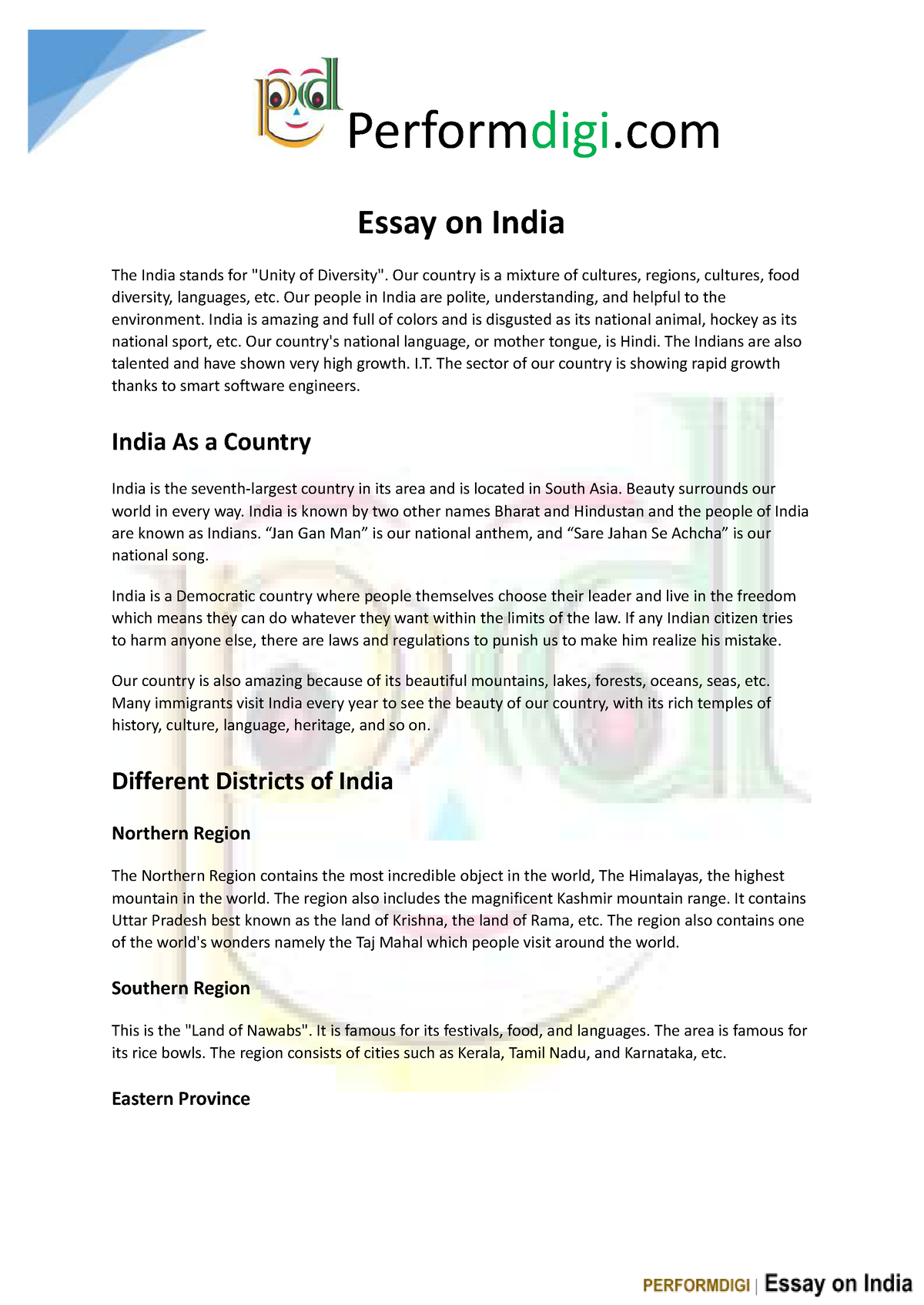 essay on india pdf