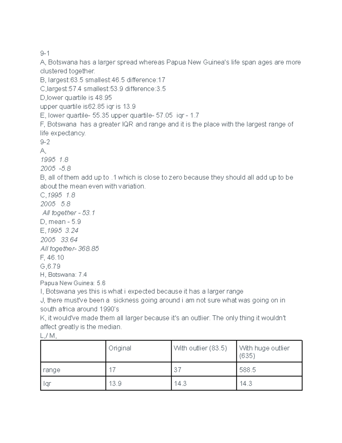 Math classwork - sections from the book Workshop Statistics, Discovery ...