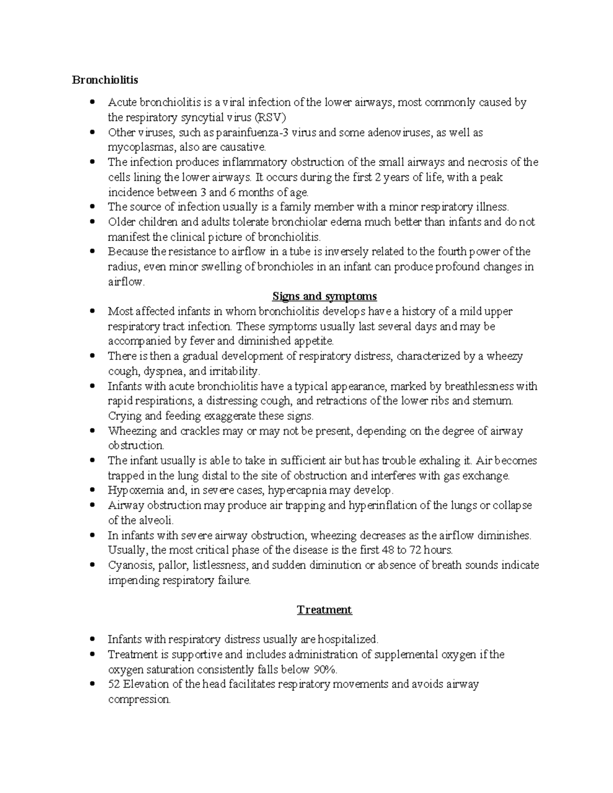 Bronchiolitis S&S - notes - Bronchiolitis Acute bronchiolitis is a ...