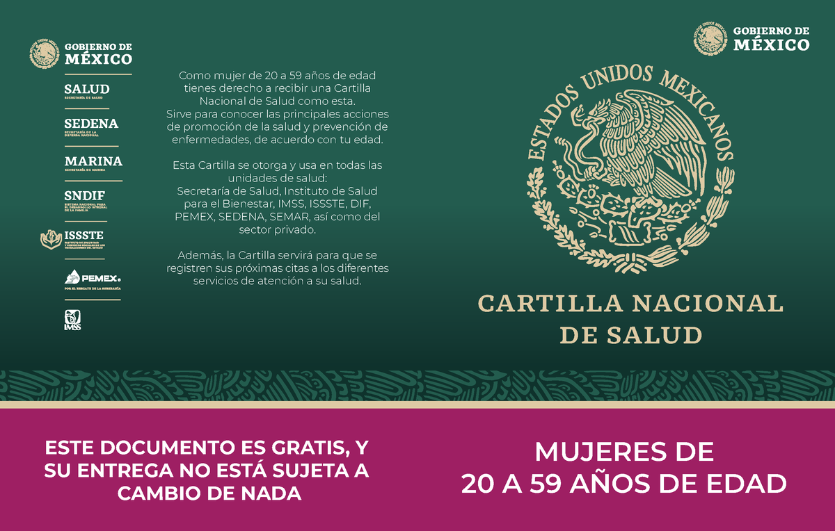 Cartilla Mujeres 2021 Cartilla Nacional De Salud Mujeres De 20 A 59 A—os De Edad Este