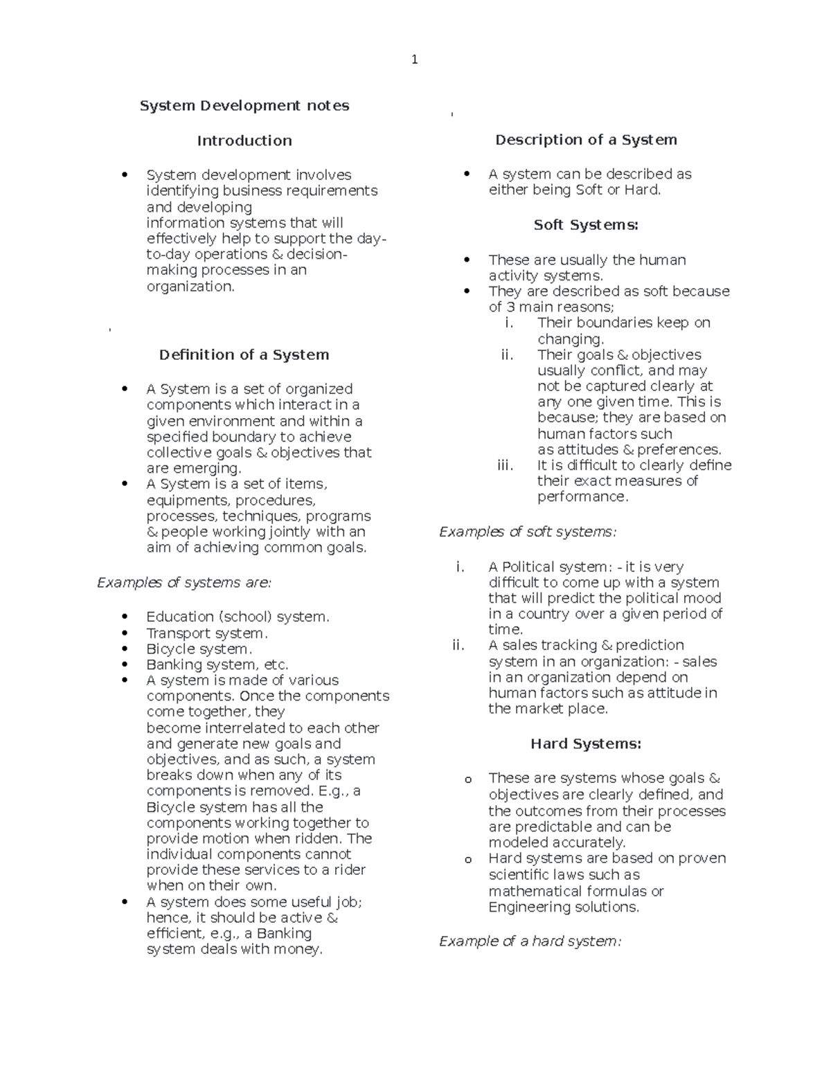 System Development notes - System Development notes Introduction System ...