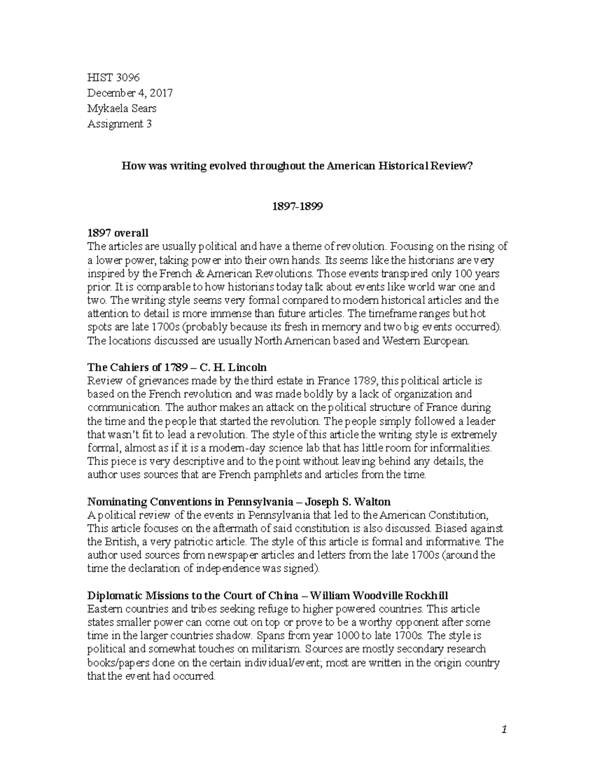 HIST 3096 ass 3 - How was writing evolved throughout the American ...
