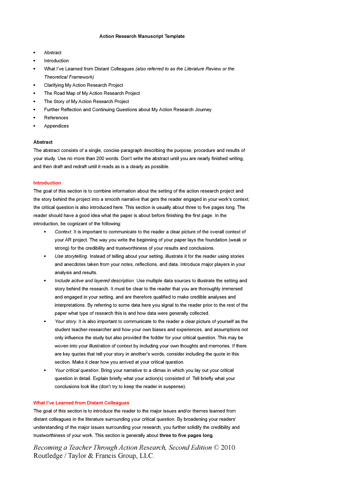 Action Research Paper Outline Template Word Doc - StuDocu
