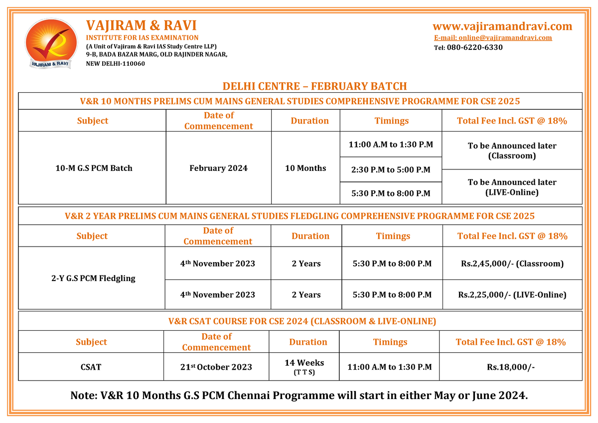 February FEE Schedule 2024 Updated 2dabf67da3 - VAJIRAM & RAVI ...