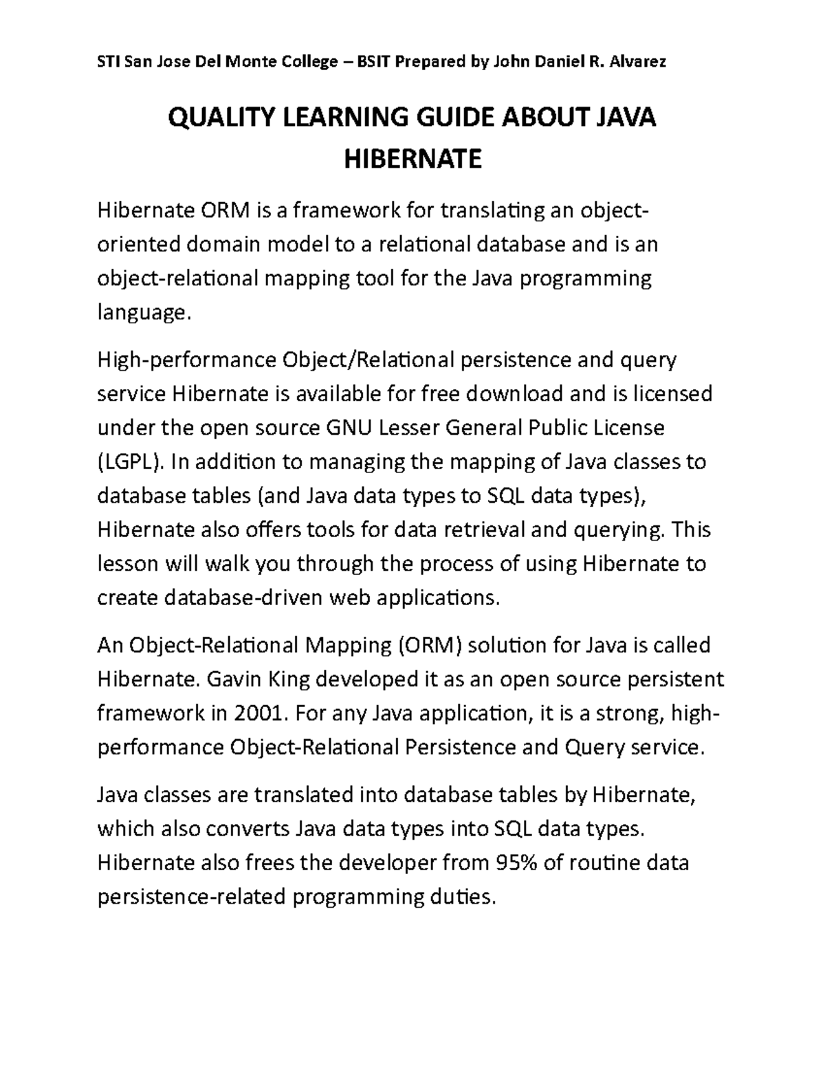 Quality Learning Guide About Java Hibernate - QUALITY LEARNING GUIDE ...