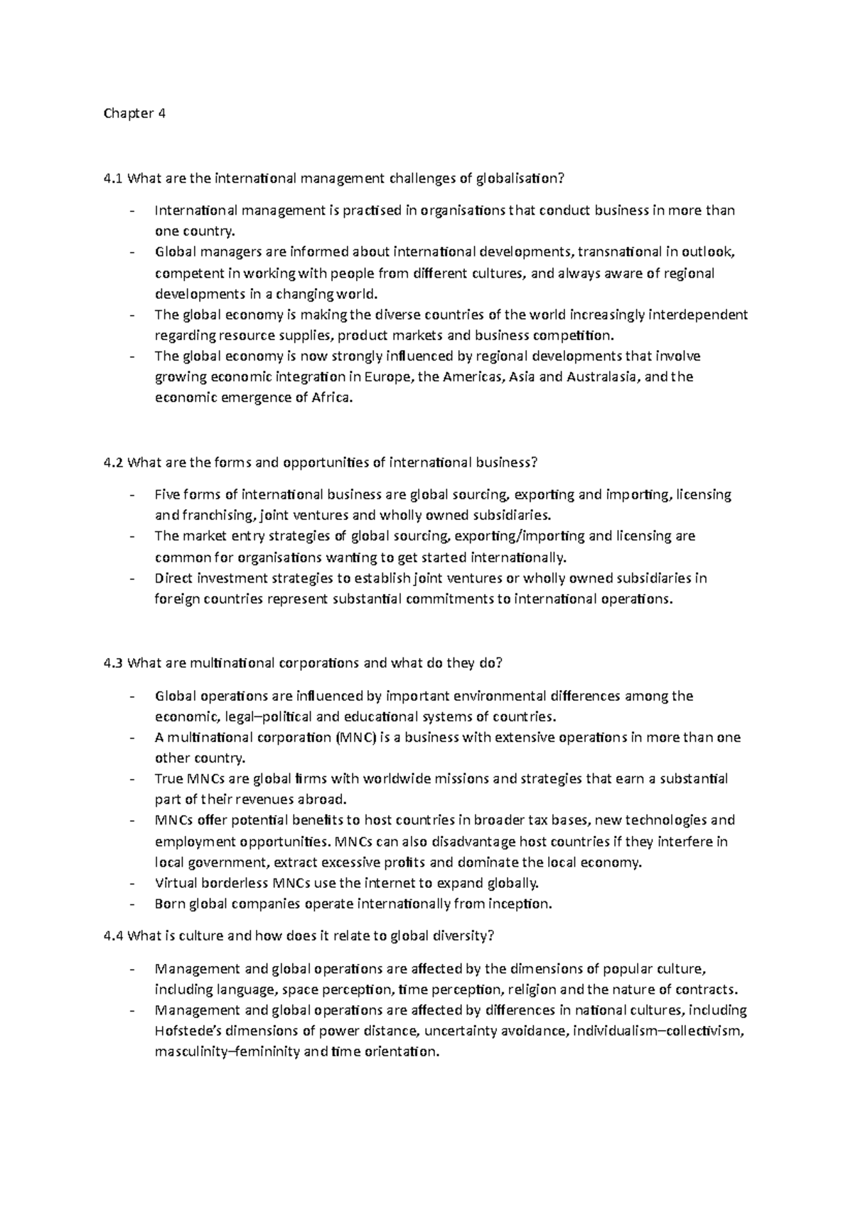 Chapter 4 - Summary Management And Organisations - Chapter 4 4 What are ...