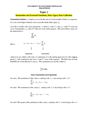 Biostatistics 2 - Summation and Factorial Notations, Data Types, Data ...