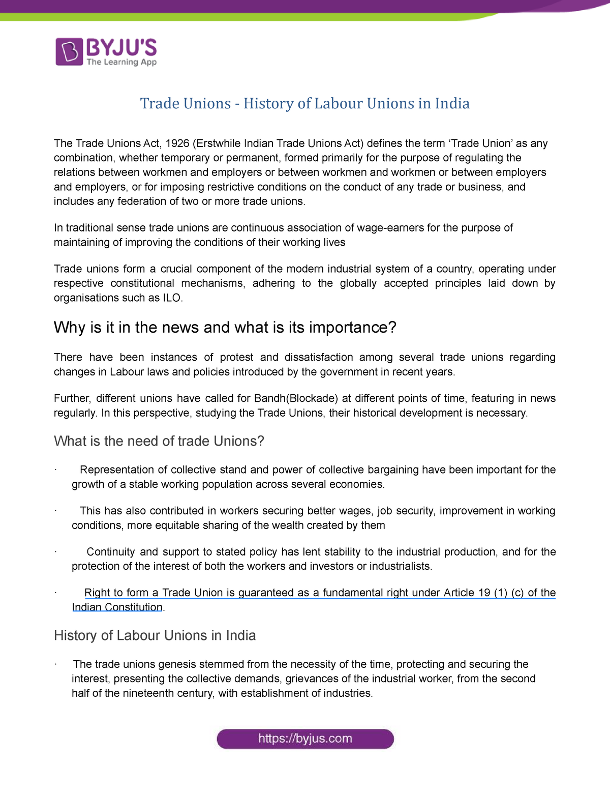 Trade-Unions-History-of-Labour-Unions-in-India - Trade Unions - History ...