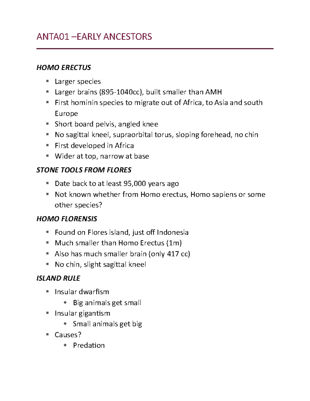 ANTA01 – Early Ancestors - ANTA01 ANCESTORS HOMO ERECTUS Larger Species ...