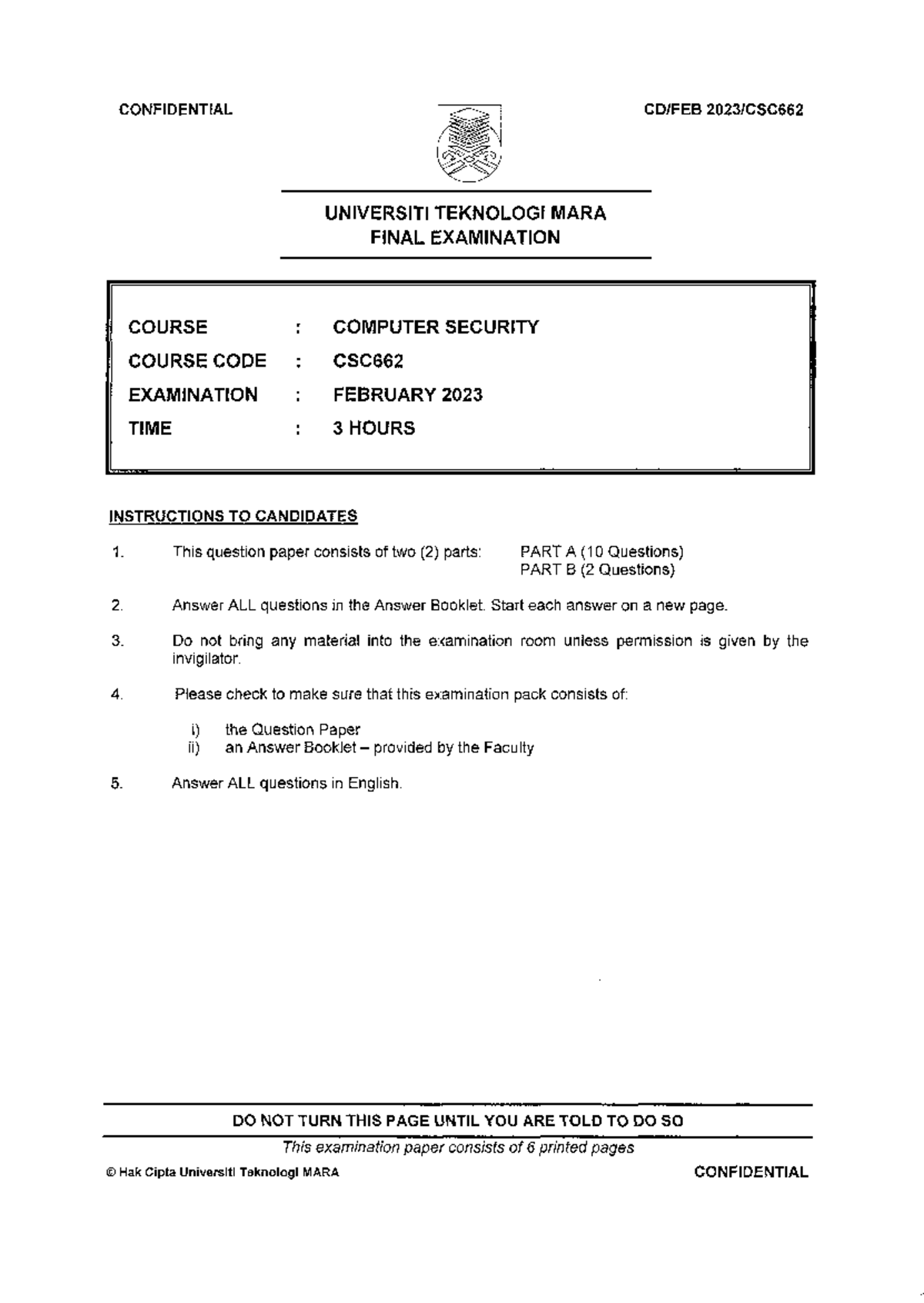 Faculty College OF Computing, Informatics AND Media 2023 Session 1 ...