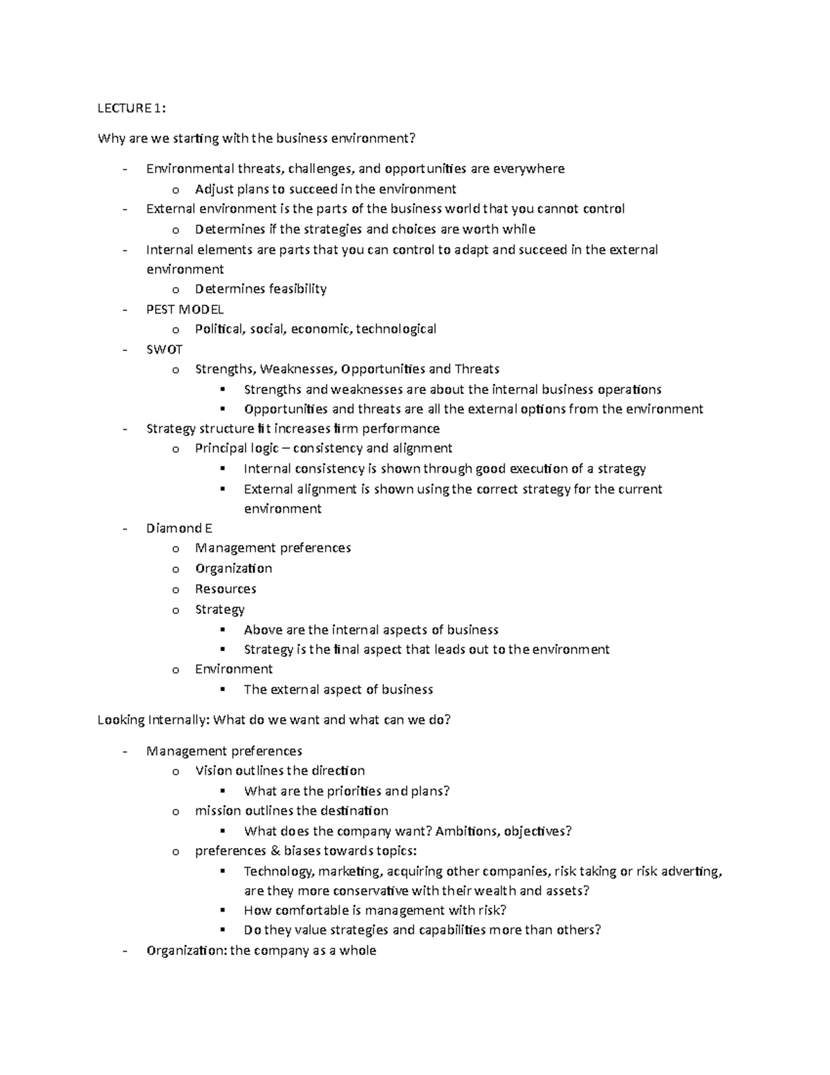 BU 111 Lecture 1 Notes - LECTURE 1: Why are we starting with the ...