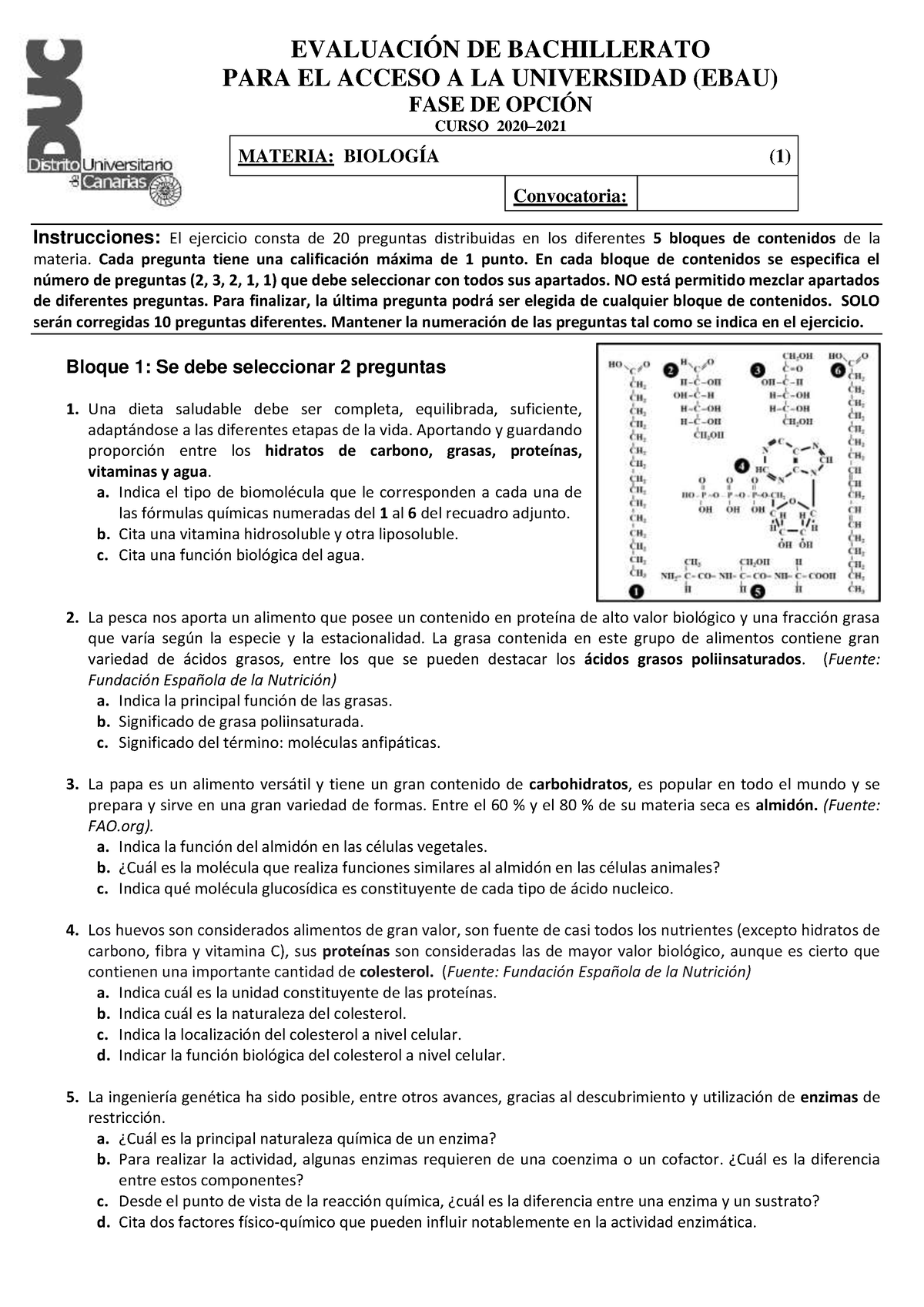 Examen Biolog Ã A De Canarias (Ordinaria De 2021) [www - EVALUACIÓN DE ...