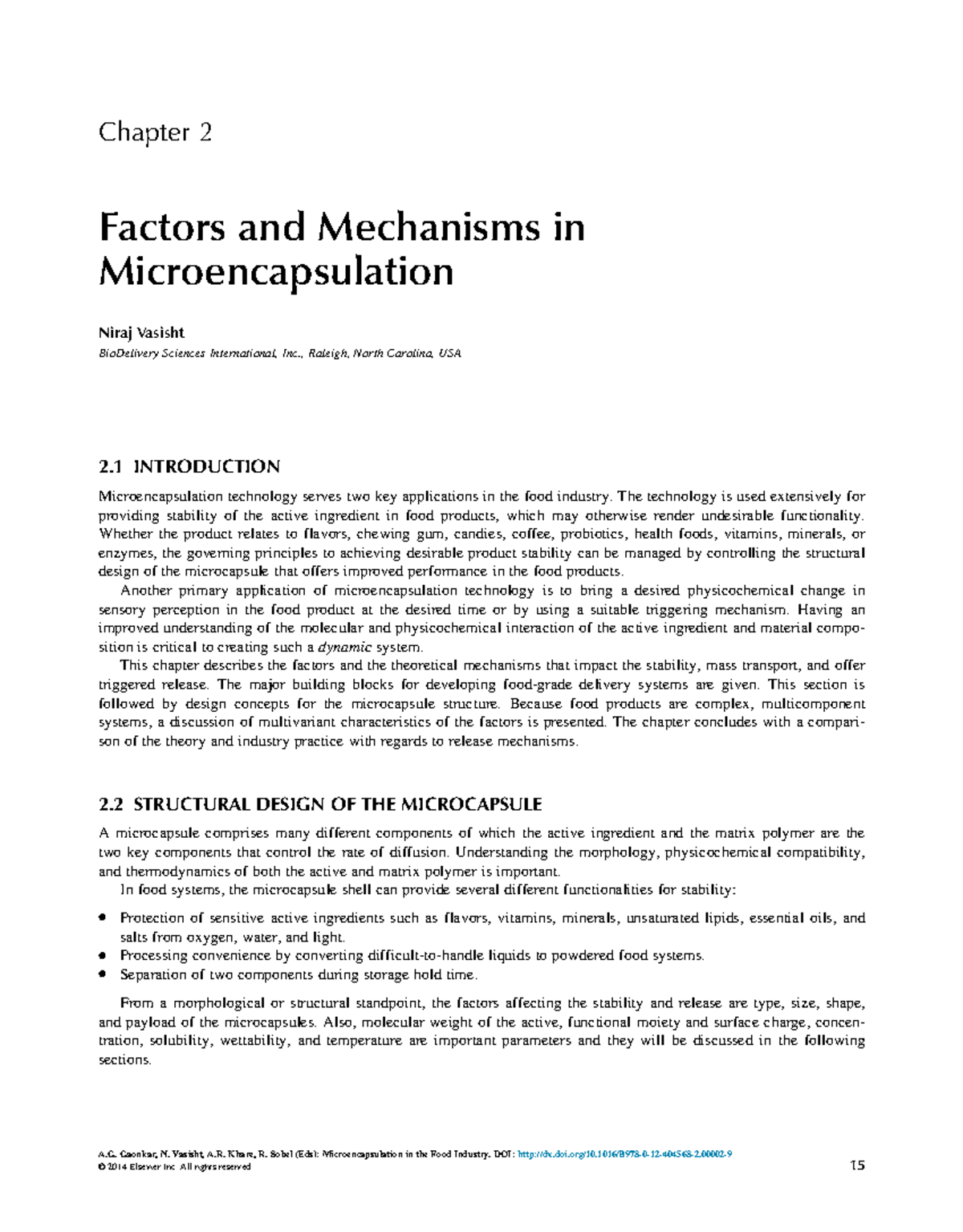 Chapter 2 - Chapter 2 Factors and Mechanisms in Microencapsulation ...