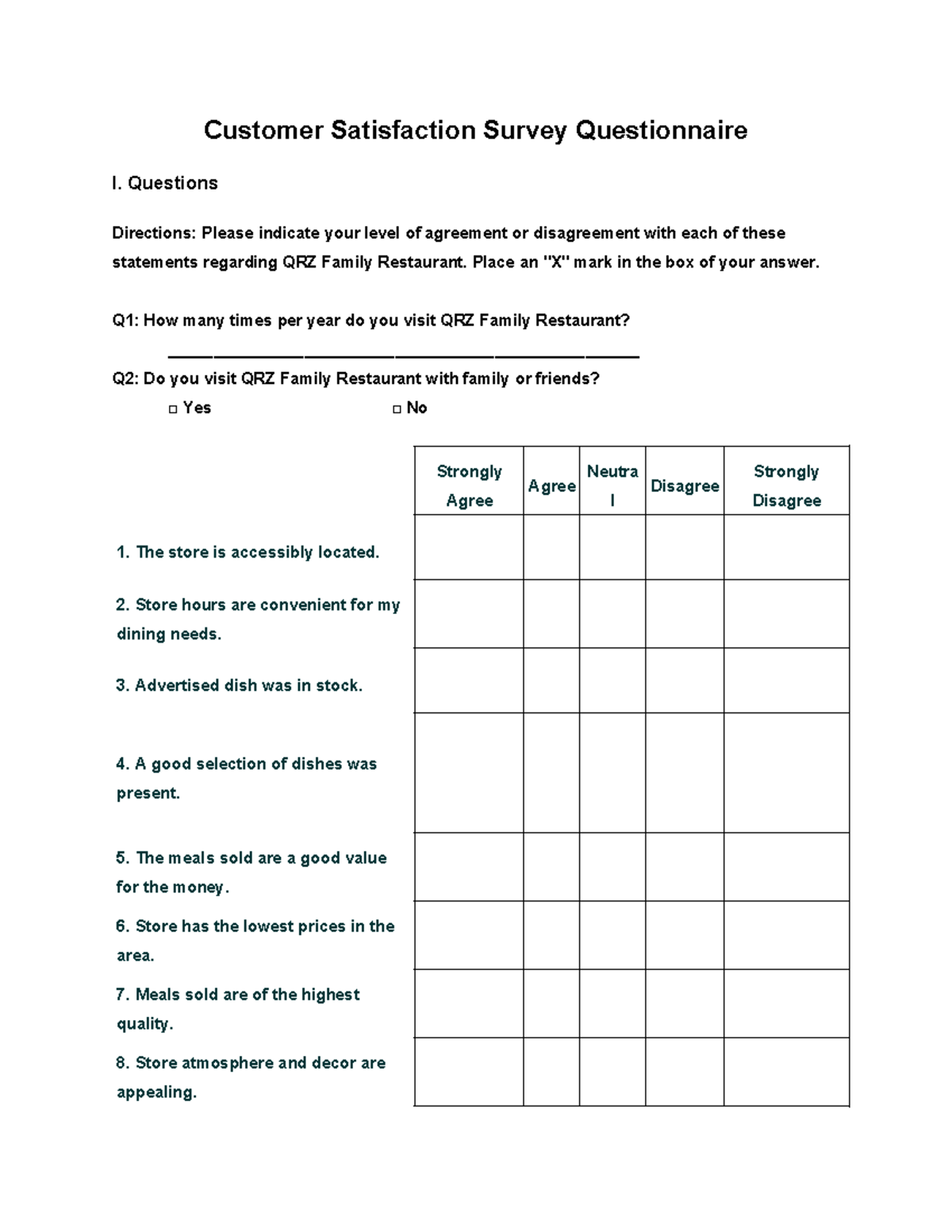 Questionnaire-template-01 - Customer Satisfaction Survey Questionnaire 