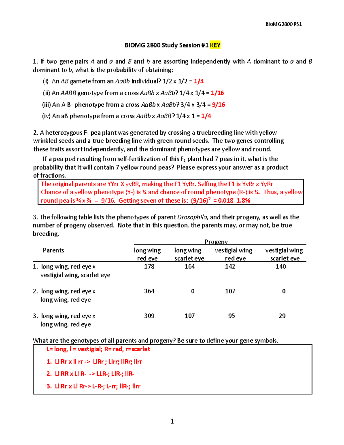 Study+Session+1+Answer+Key - BioMG2800 PS 1 BIOMG 2800 Study Session #1 ...