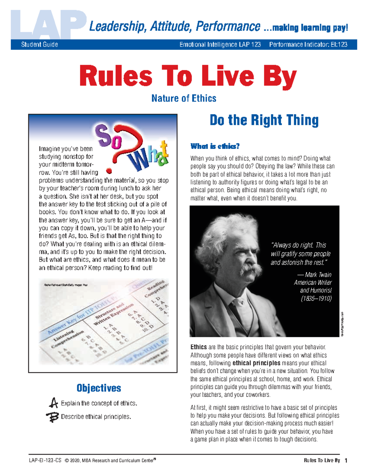 What is Ethics Handout- Business Essentials 8:19 - Do the Right Thing ...
