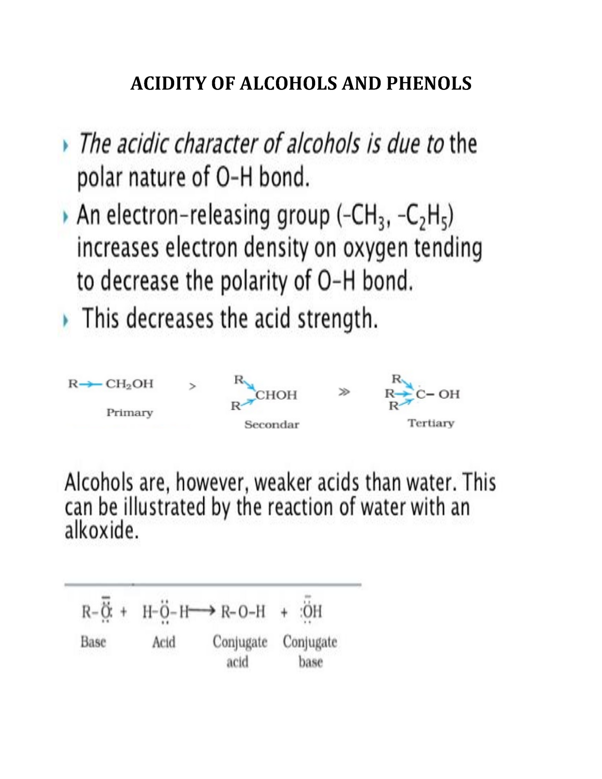 Acidity Of Alcohols And Phenols Chemistry Wmsu Studocu