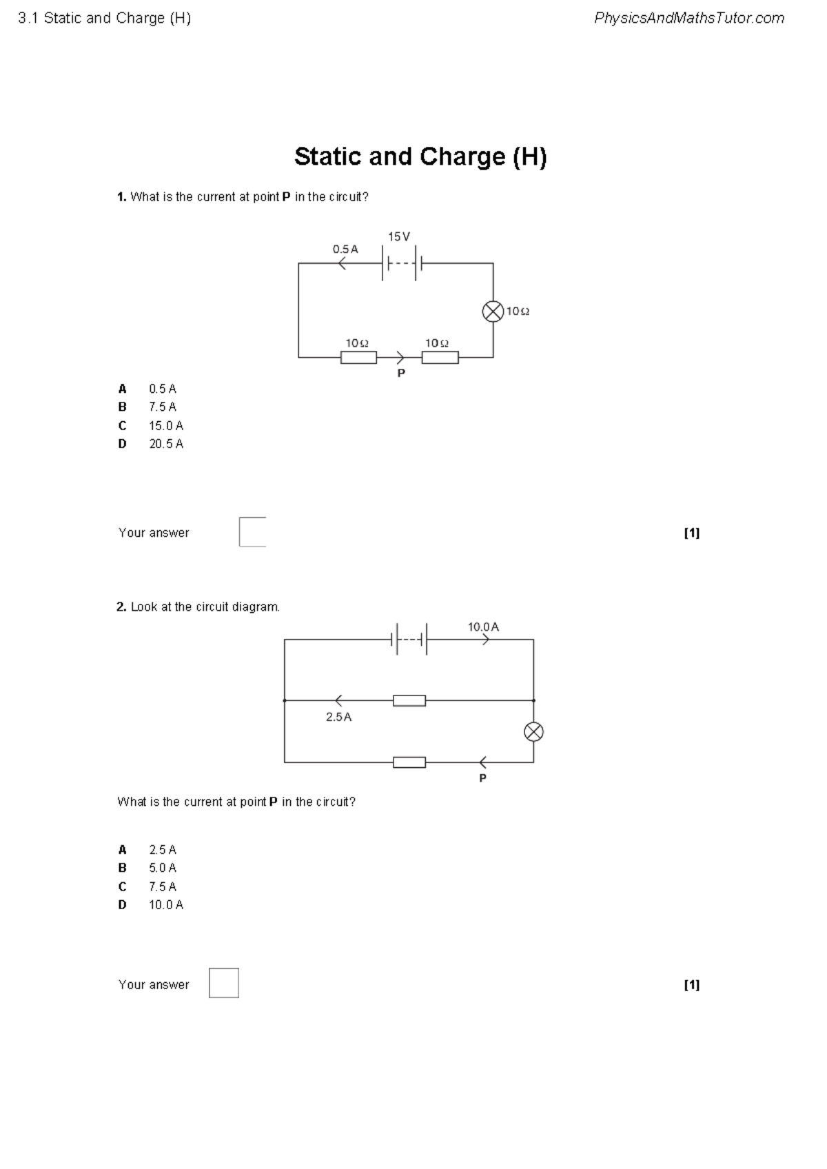 3.1 Static and Charge (H) QP - Static and Charge (H) What is the ...