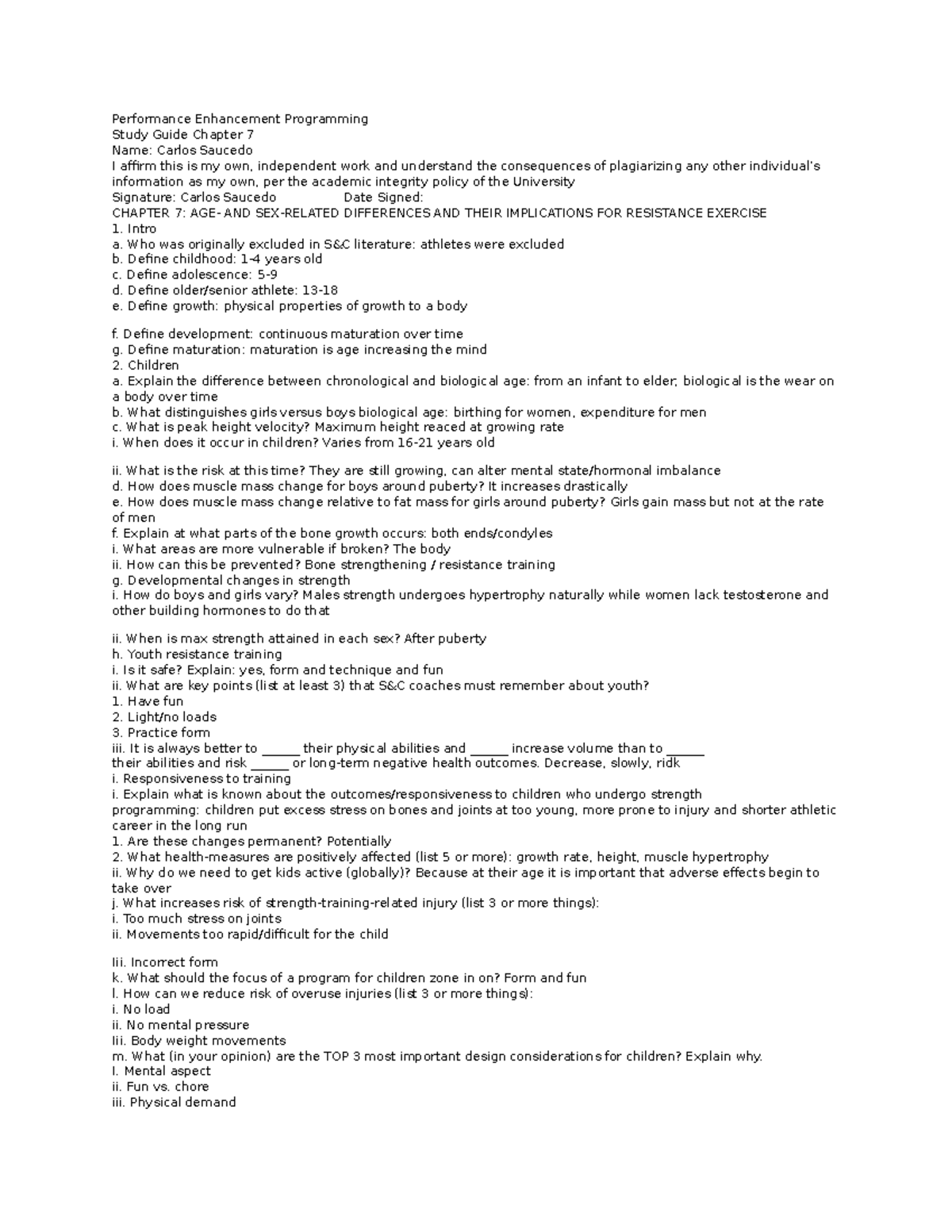 Ch.7 Study Guide PEP - Performance Enhancement Programming notes to ...