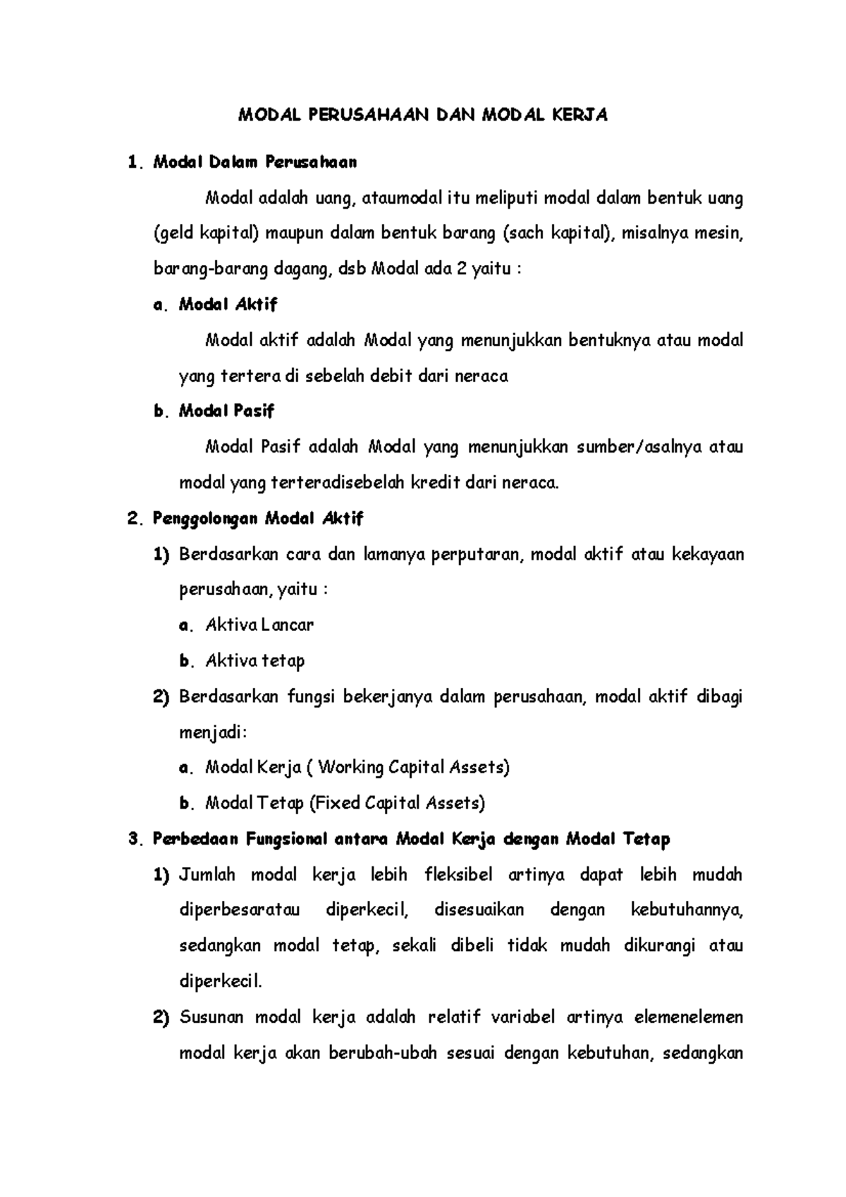 Modal Perusahaan Dan Modal Kerja - MODAL PERUSAHAAN DAN MODAL KERJA 1 ...