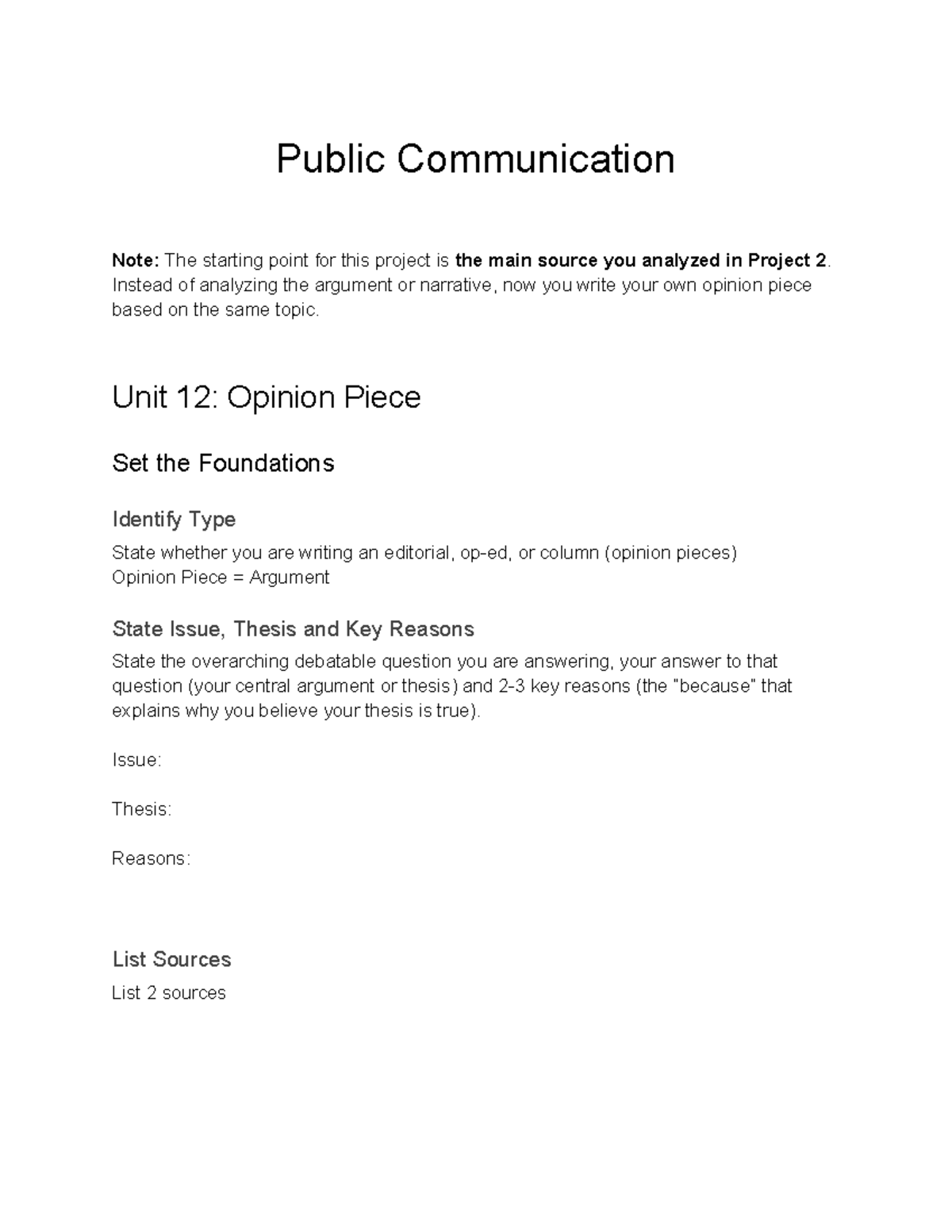 Public Communication Template - Public Communication Note: The starting ...