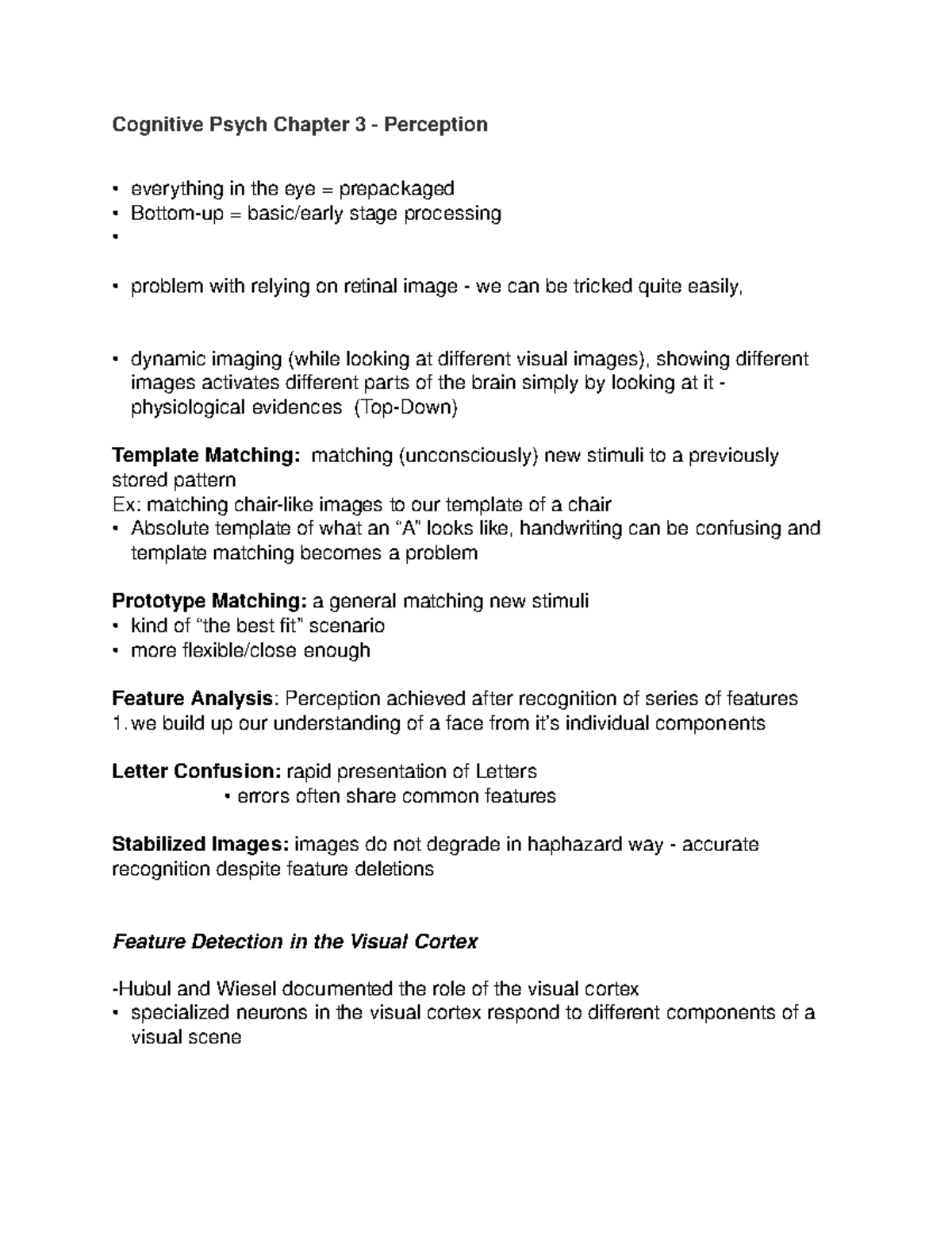 Chapter 3 word doc - Lecture notes 3 - Cognitive Psych Chapter 3 ...