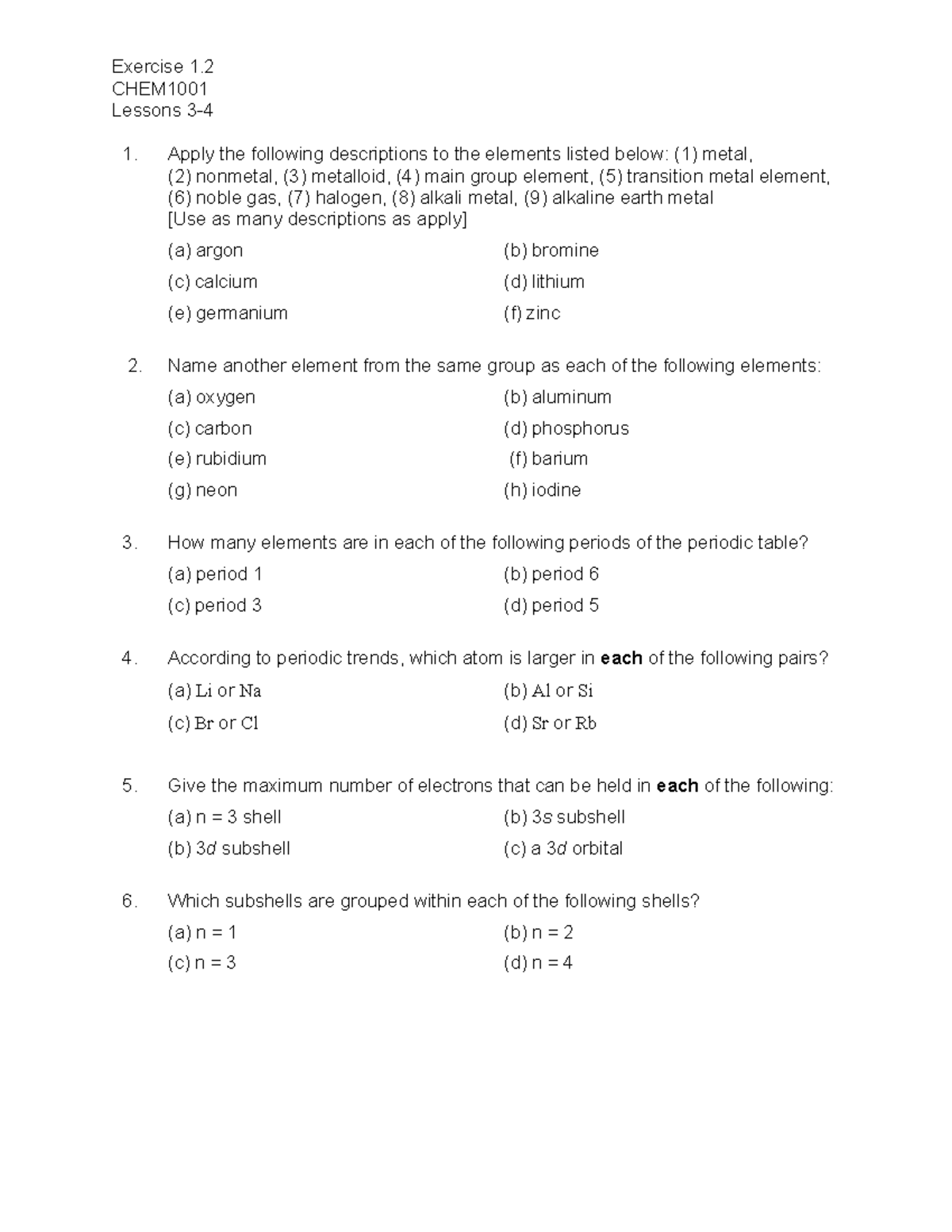 (R) Chem Lessons 3-4 - Lecture notes 3-4 - Exercise 1. CHEM Lessons 3 ...