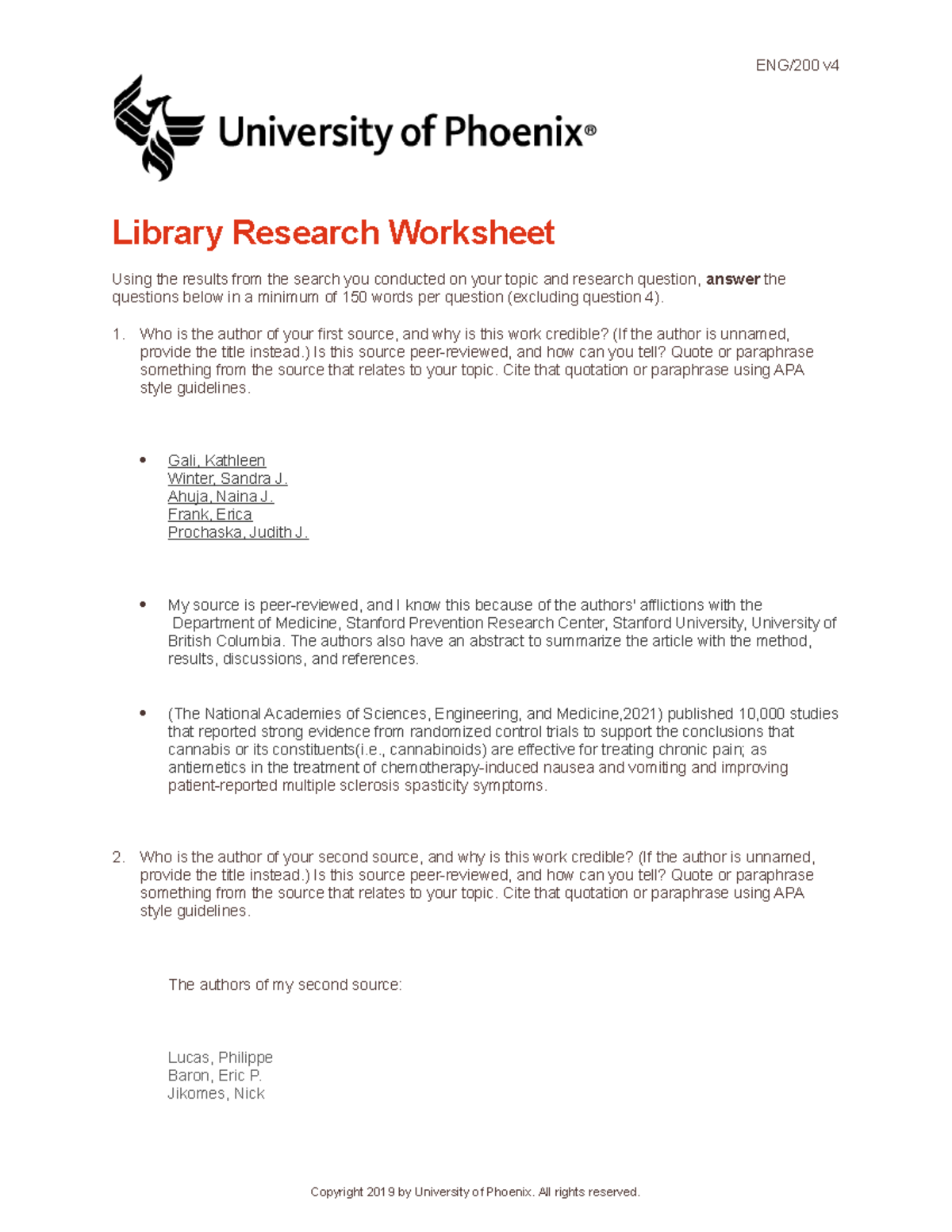 THIS BULL - university of Phoenix - ENG/200 v Library Research ...