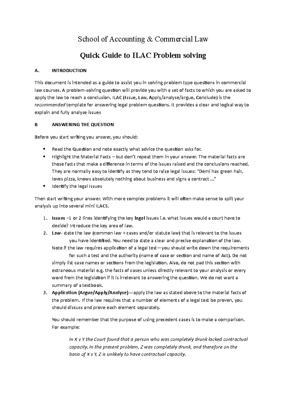 ILAC guide - School of Accounting & Commercial Law Quick Guide to ILAC ...