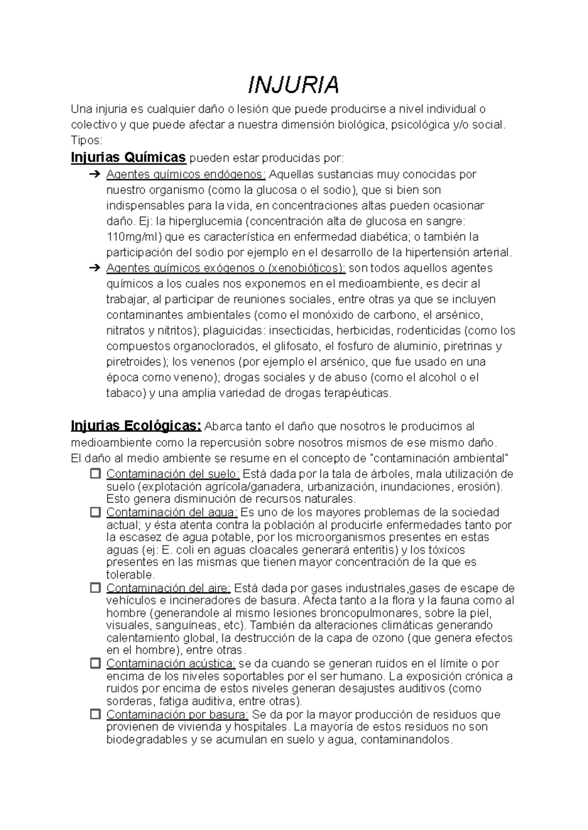 Tipos de Injurias - INJURIA Una injuria es cualquier daño o lesión que ...