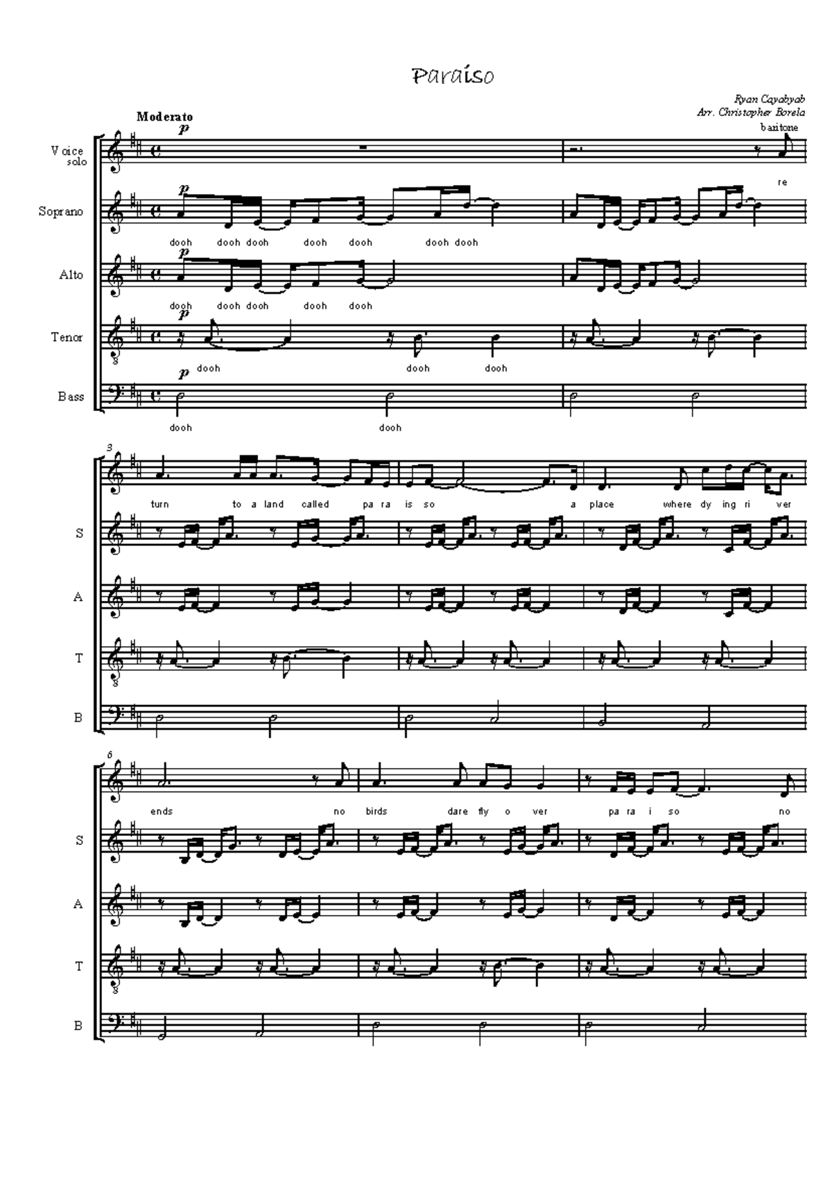 Return to a land called Paraiso & & & V ? c c c c c Voice Soprano