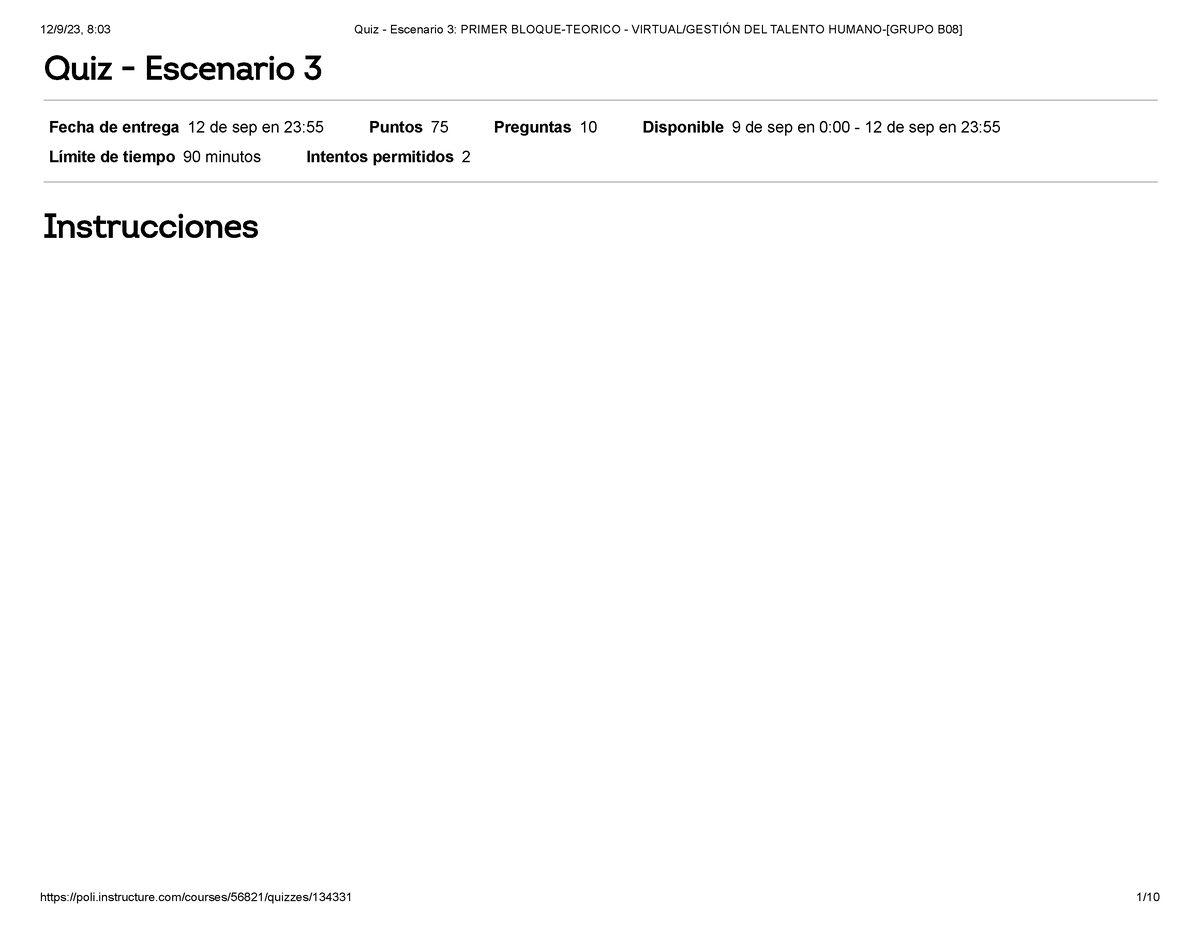 Quiz - Escenario 3 Primer Bloque- Teorico - Virtual Gestión DEL Talento ...