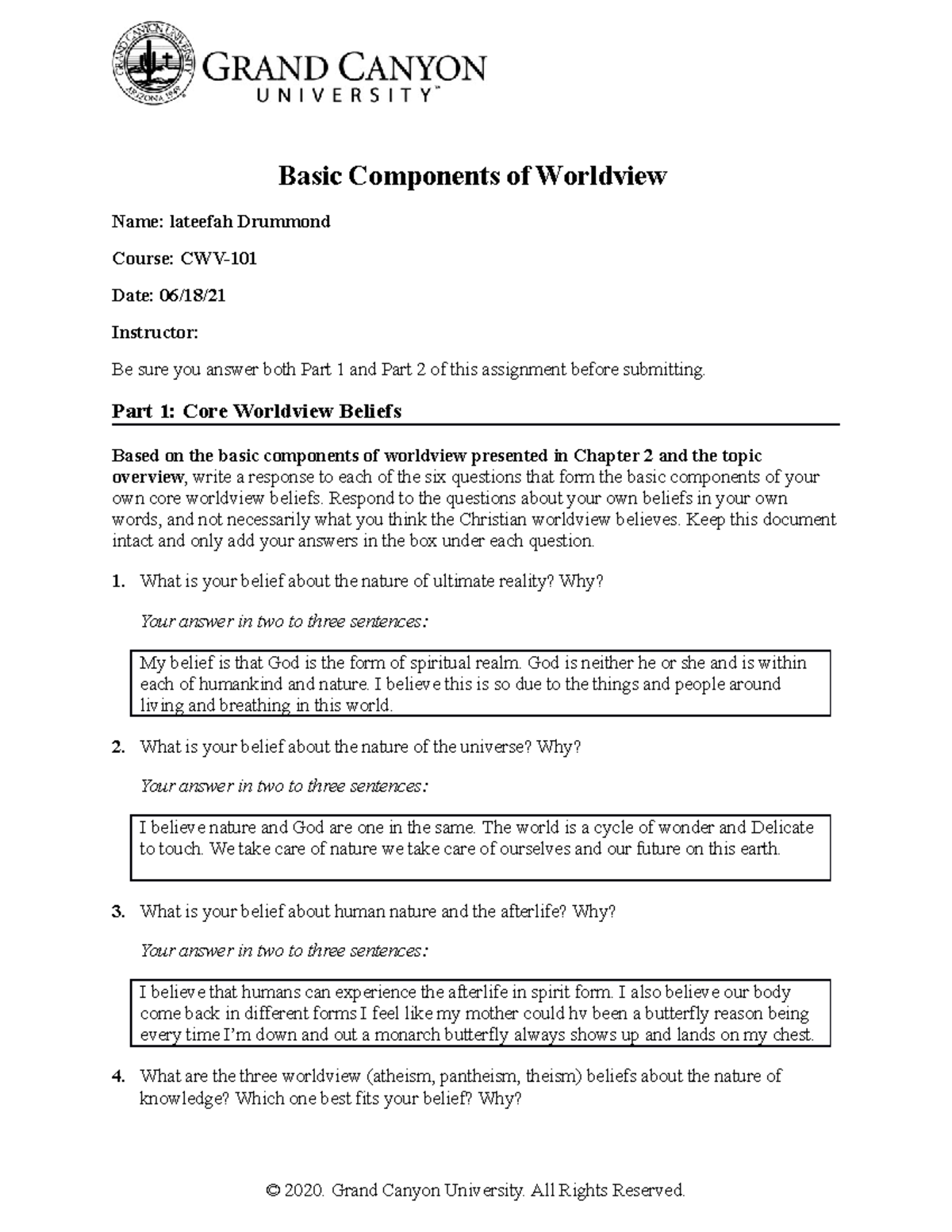 Cwv 101 301 Rs T1basic Components Of Worldview Basic Components Of