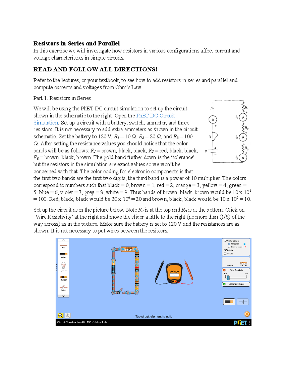 resistors in series and parallel experiment