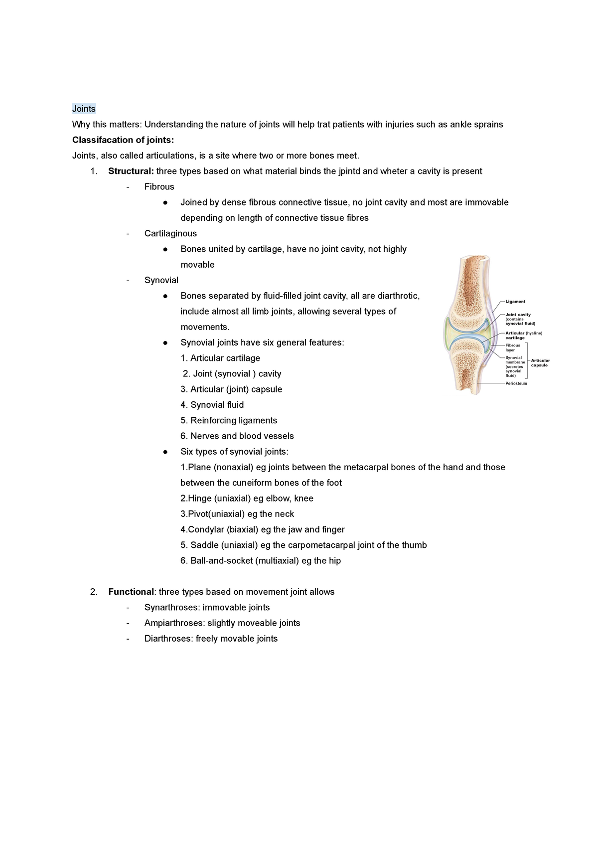 Joints and pharmacy NURSING NOTES - Joints Why this matters ...