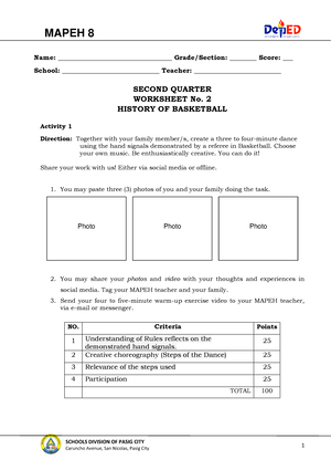 PE 8 - Q2 - M1 - Notes - 8 M A P E H MUSIC • ARTS • PHYSICAL EDUCATION ...